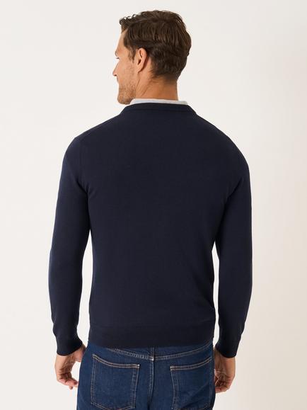 Crew Clothing Merino Wool Crew Neck Jumper, Navy Blue - view 2, Navy Blue