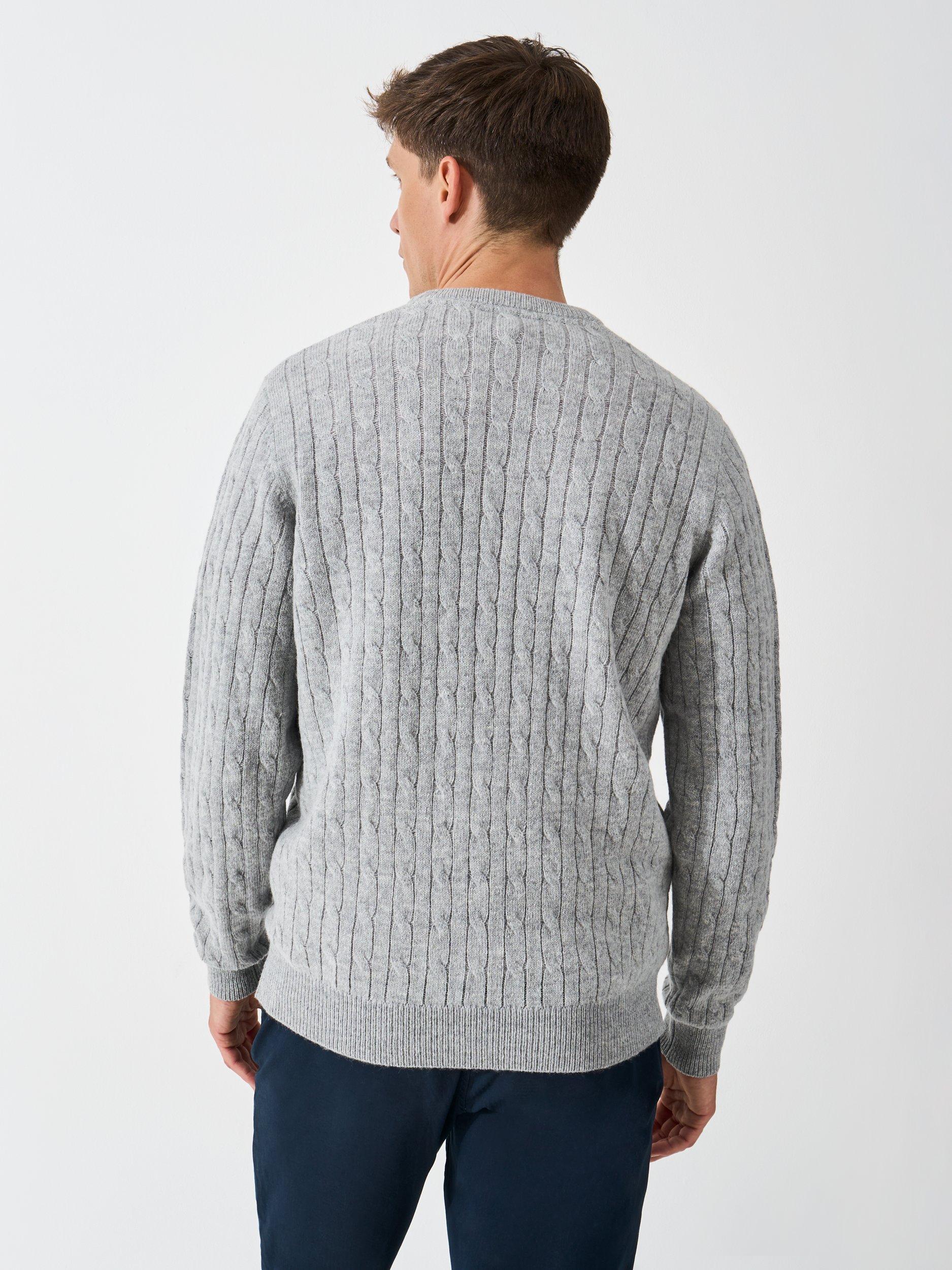 Product image 2 of 5, which shows Crew Clothing Crew Neck Cable Knit Jumper, Light Grey, XS