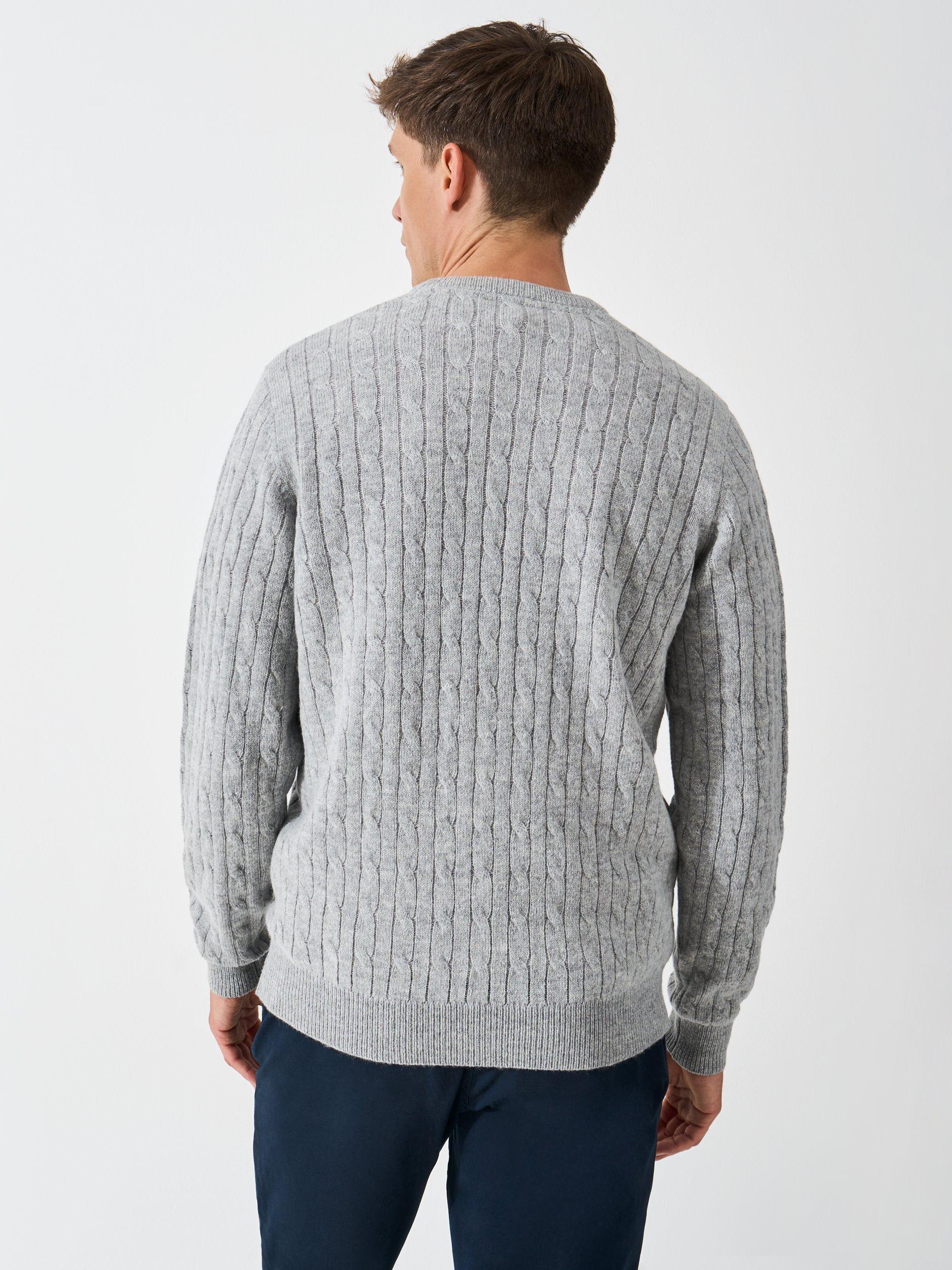 Product image 2 of 5, which shows Crew Clothing Crew Neck Cable Knit Jumper, Light Grey, XXL