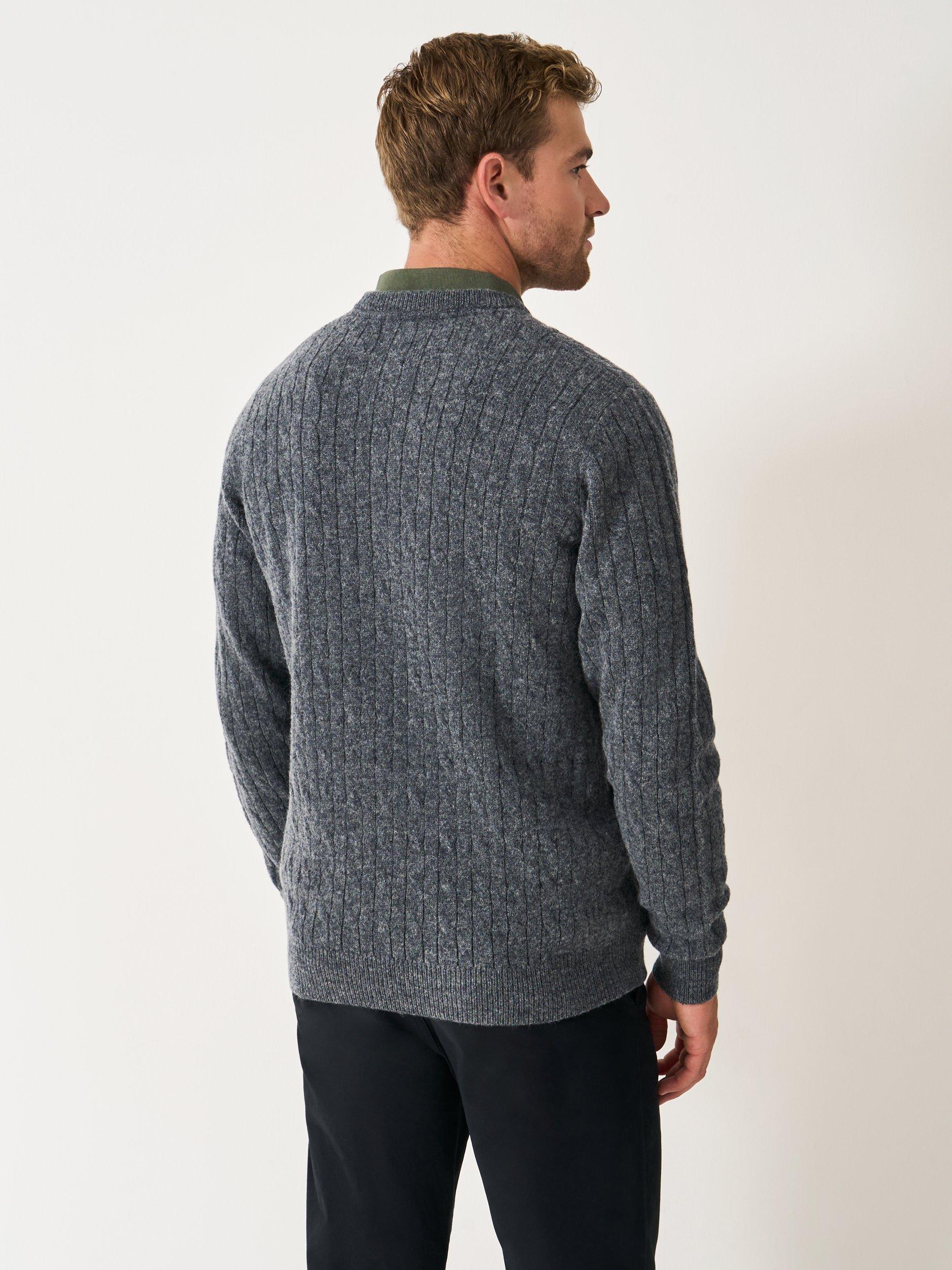 Product image 2 of 5, which shows Crew Clothing Crew Neck Cable Knit Jumper, Graphite Grey, XS