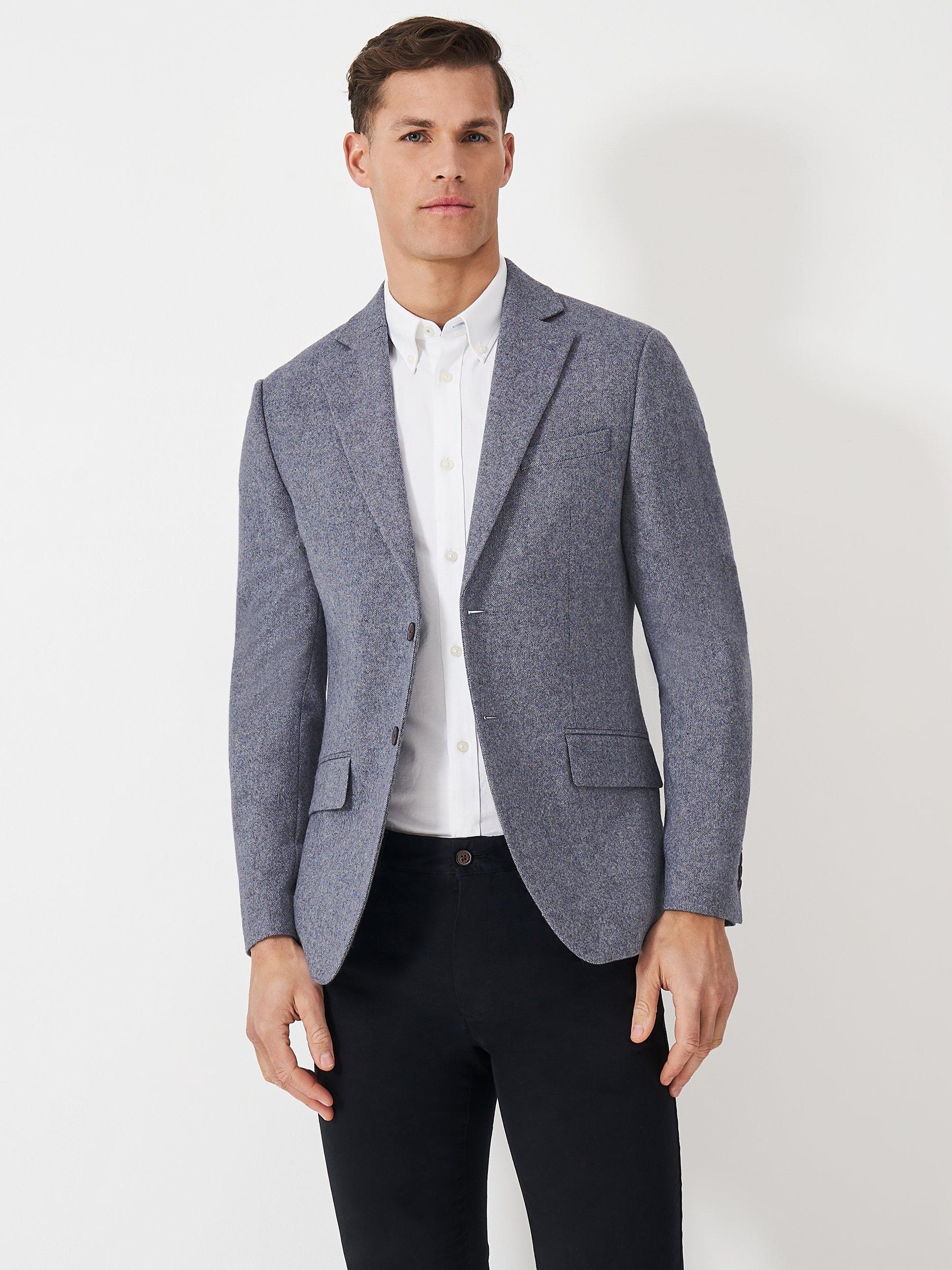 Product image 1 of 5, which shows Crew Clothing Wool Blend Long Sleeve Blazer, Mid Blue, S