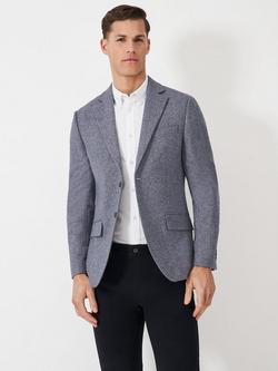 Crew Clothing Wool Blend Long Sleeve Blazer, Mid Blue