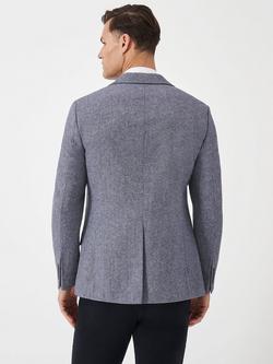 Crew Clothing Wool Blend Long Sleeve Blazer - view 2, Mid Blue