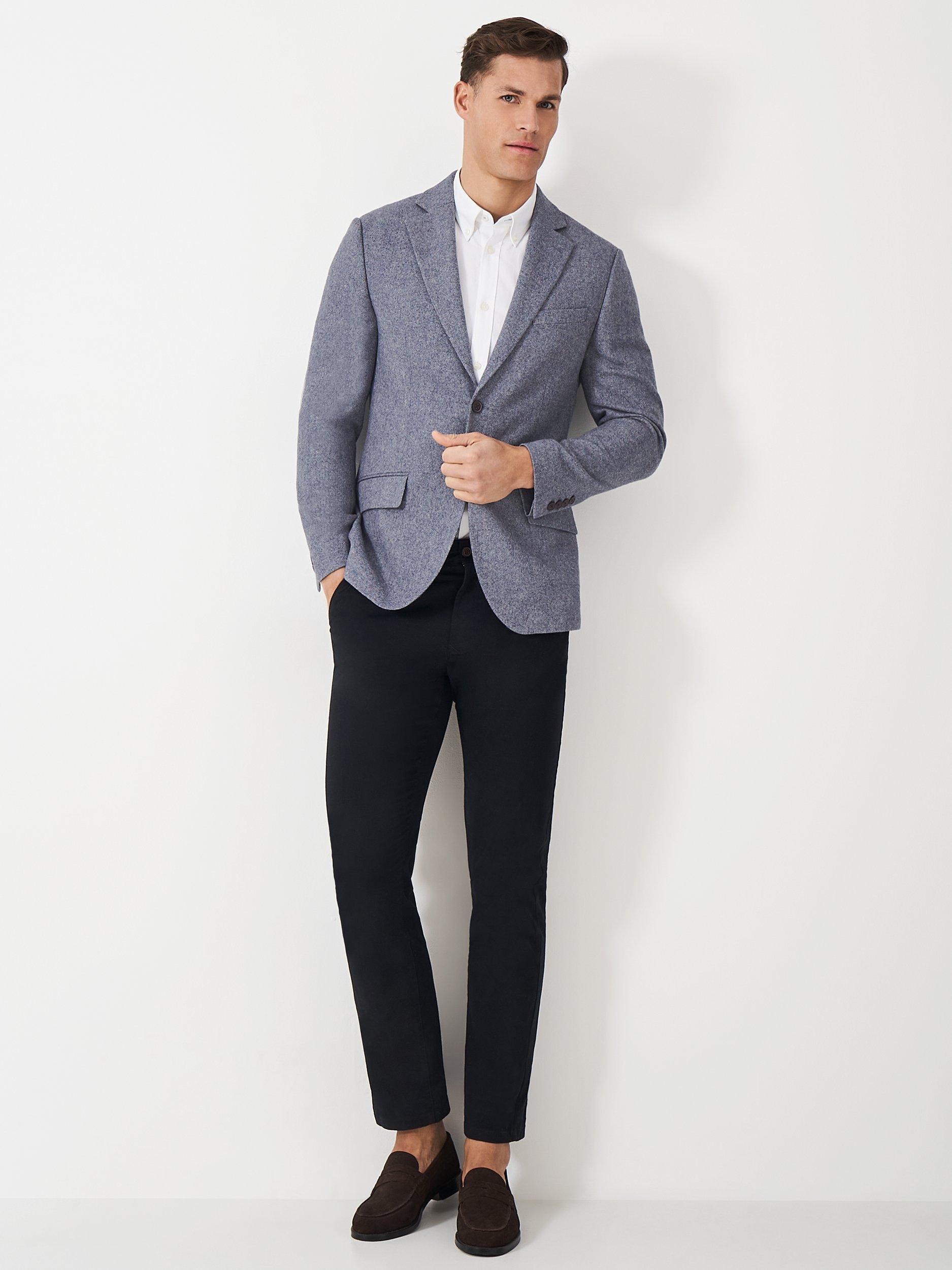 Product image 3 of 5, which shows Crew Clothing Wool Blend Long Sleeve Blazer, Mid Blue, S