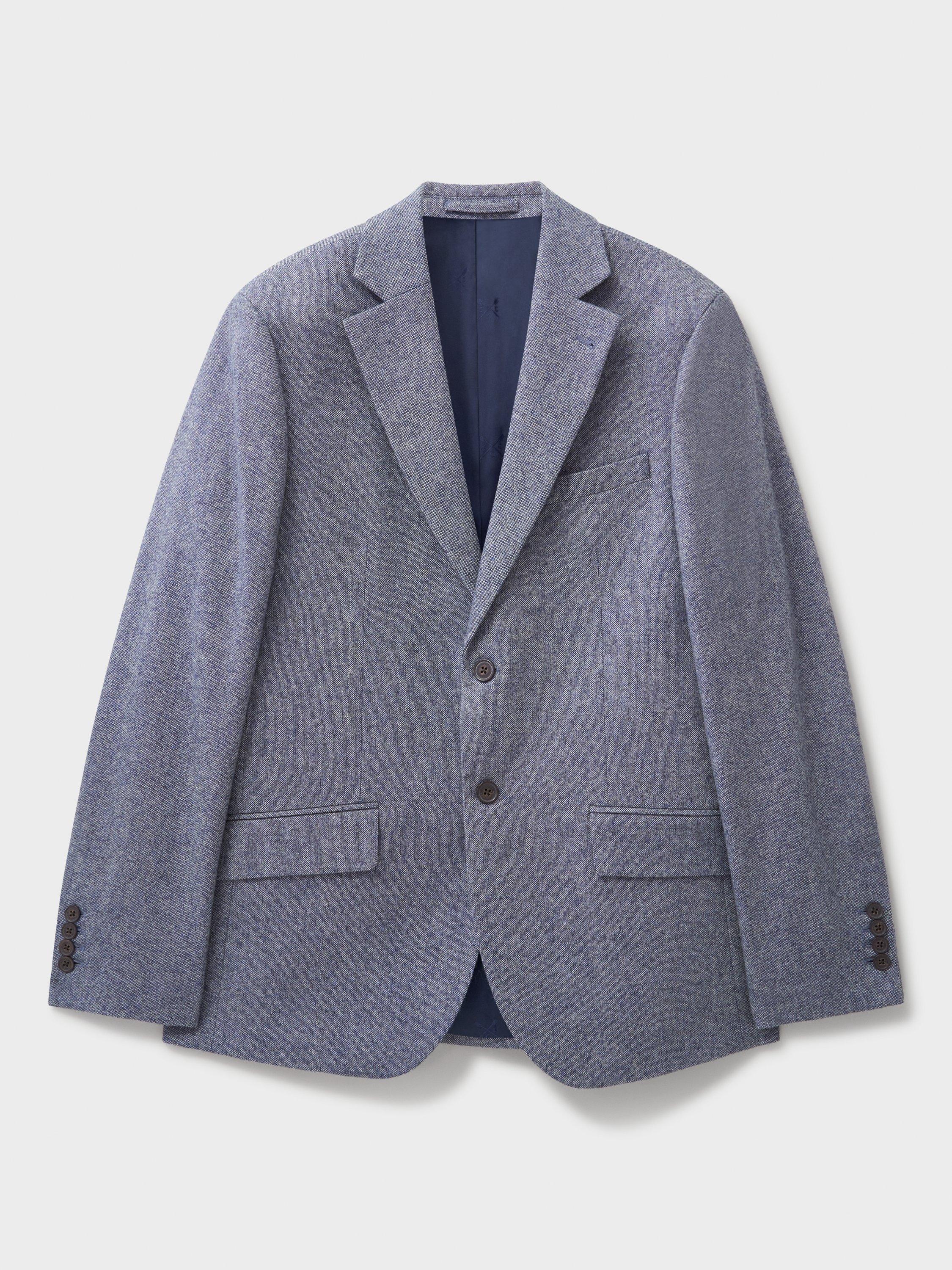 Product image 5 of 5, which shows Crew Clothing Wool Blend Long Sleeve Blazer, Mid Blue, S