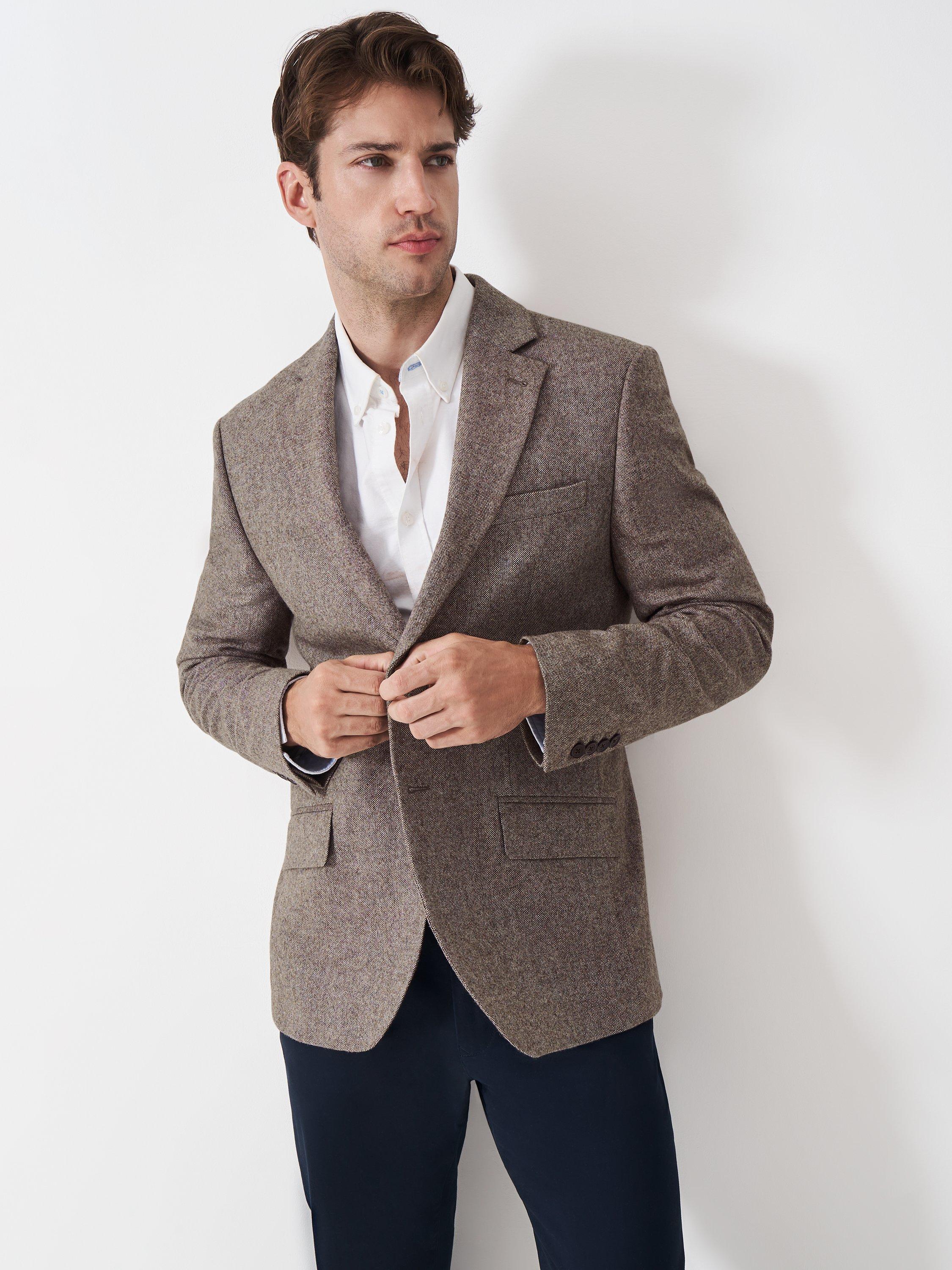 Product image 1 of 5, which shows Crew Clothing Wool Blend Long Sleeve Blazer, Beige, S