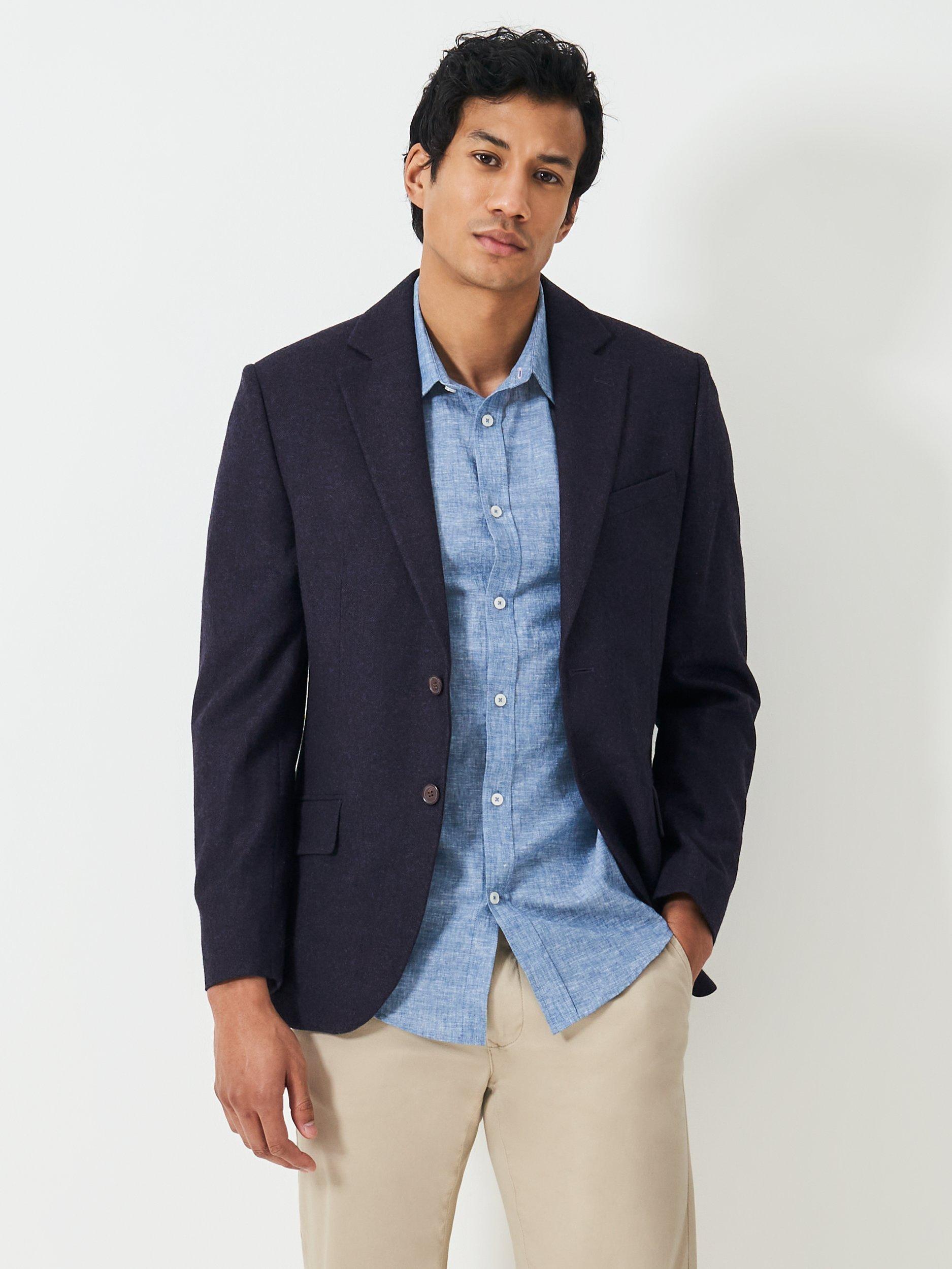 Product image 2 of 5, which shows Crew Clothing Wool Blend Long Sleeve Blazer, Navy, XL