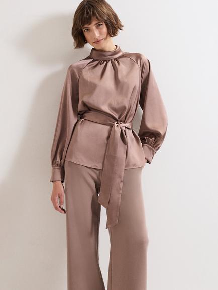 Phase Eight Celene Tie Waist Top, Brown, Brown