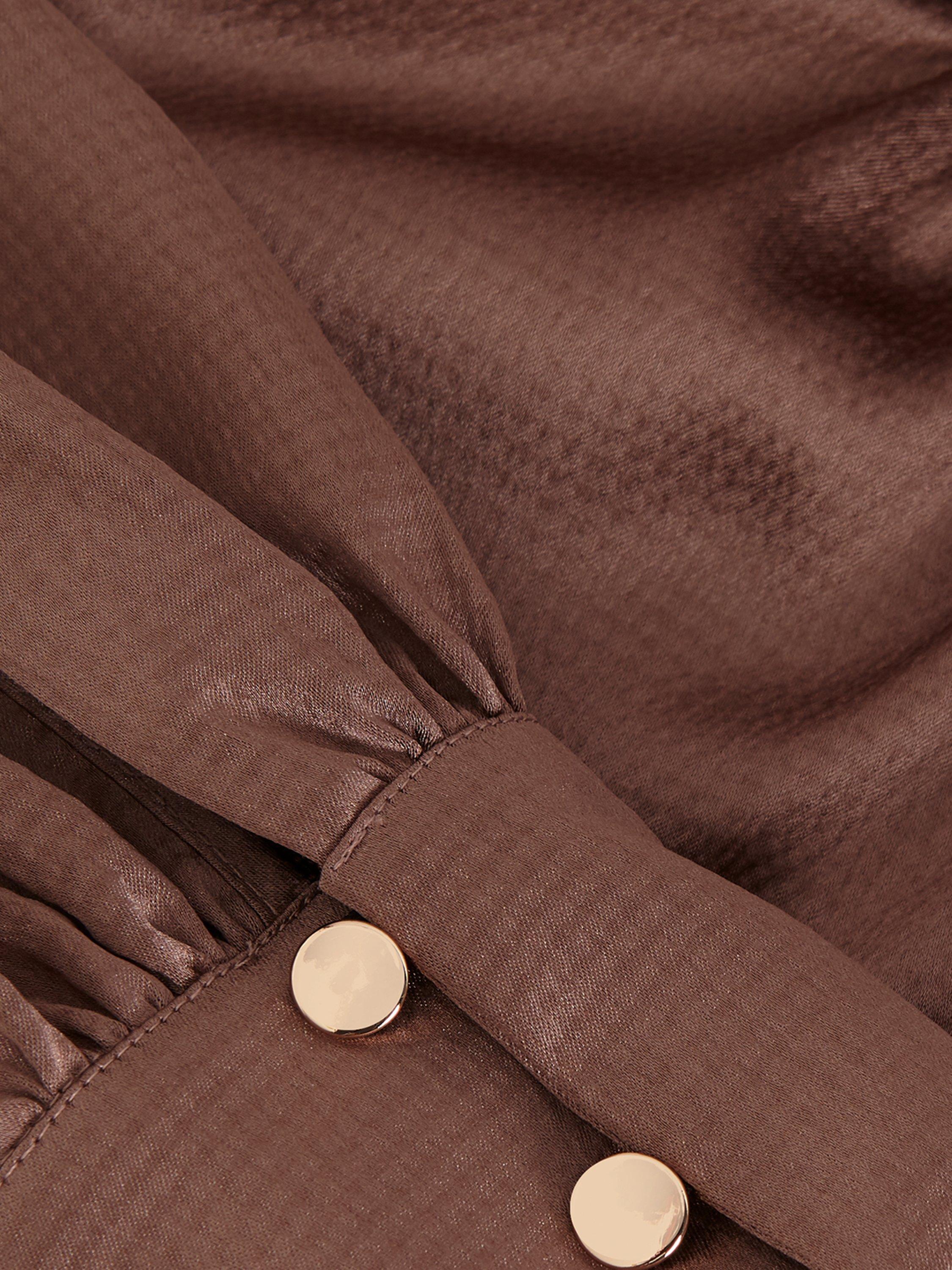 Product image 6 of 9, which shows Phase Eight Celene Tie Waist Top, Brown, 8