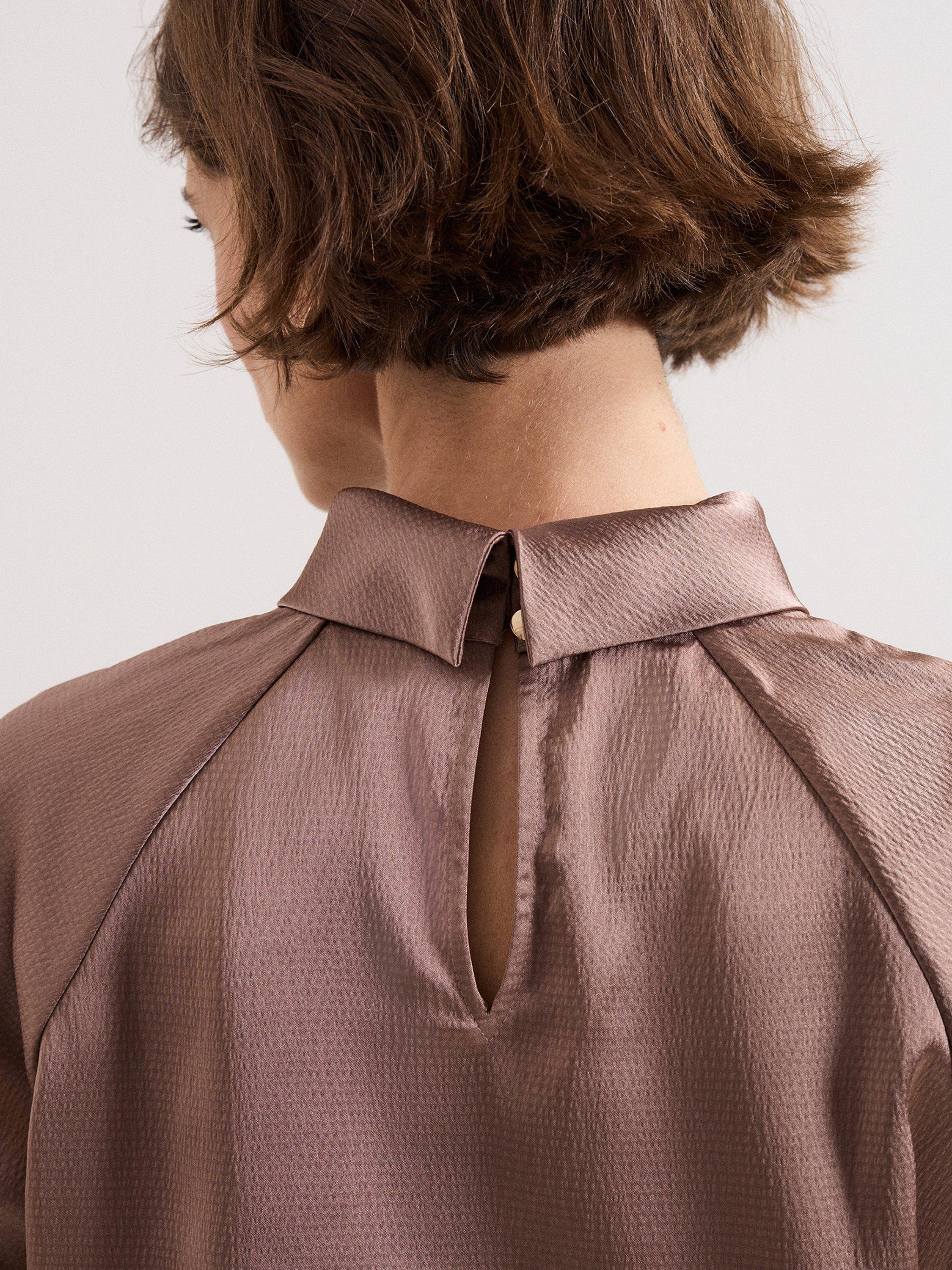 Product image 8 of 9, which shows Phase Eight Celene Tie Waist Top, Brown, 8