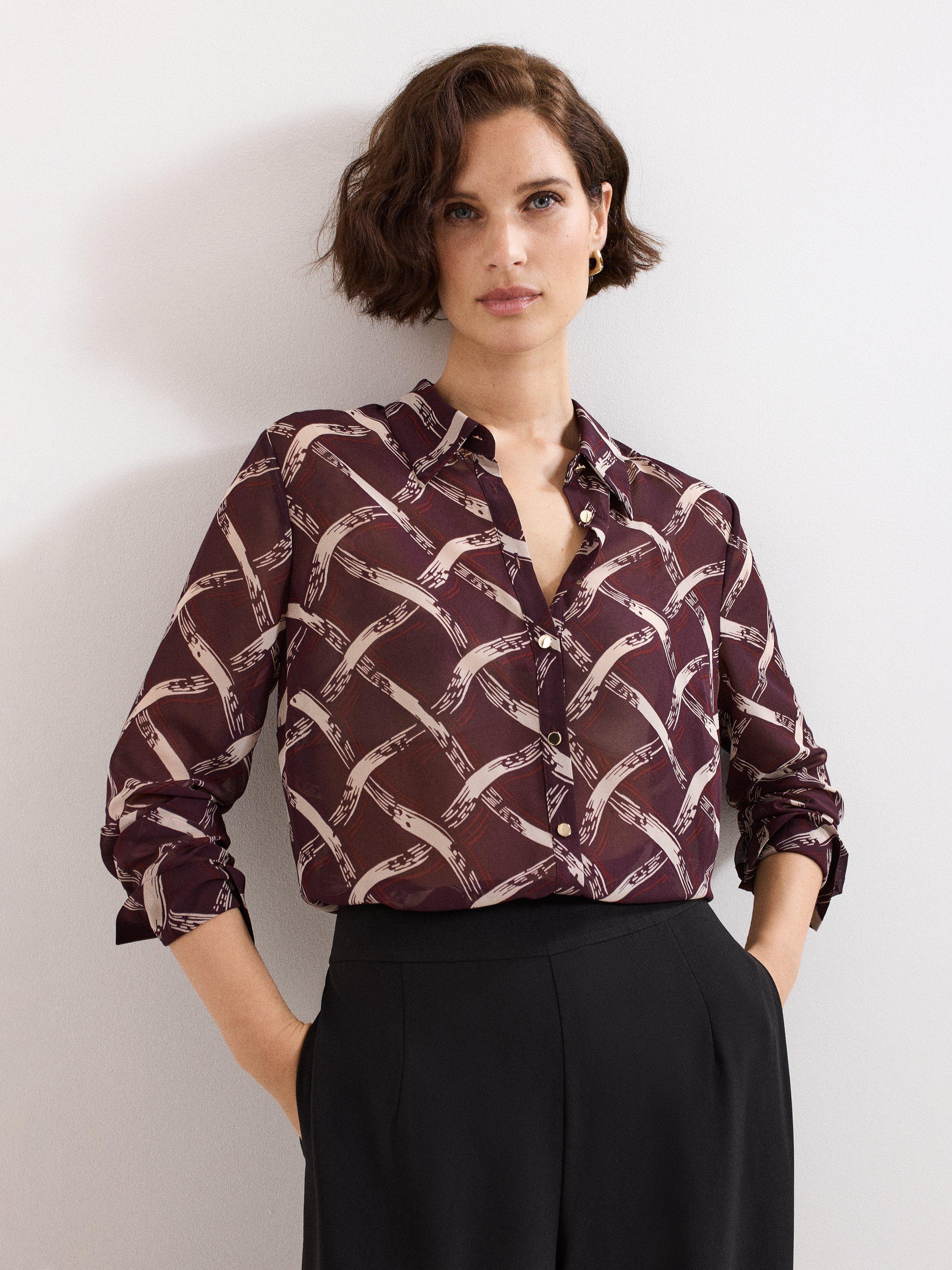 Phase Eight Cora Check Shirt, Burgundy