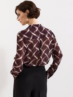 Phase Eight Cora Check Shirt, Burgundy - view 2, Burgundy