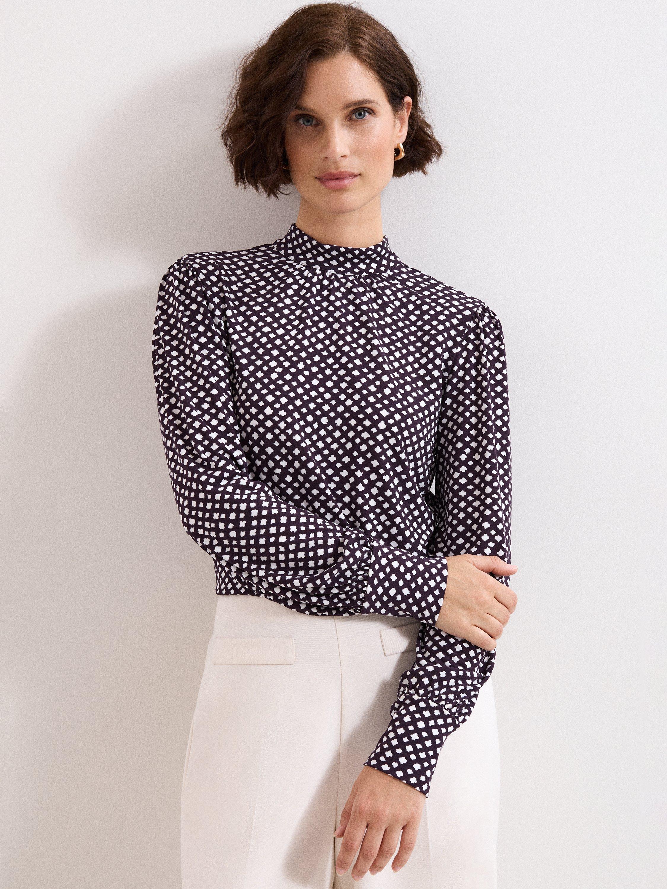 Product image 1 of 8, which shows Phase Eight Esme Abstract Spot Top, Purple, 14