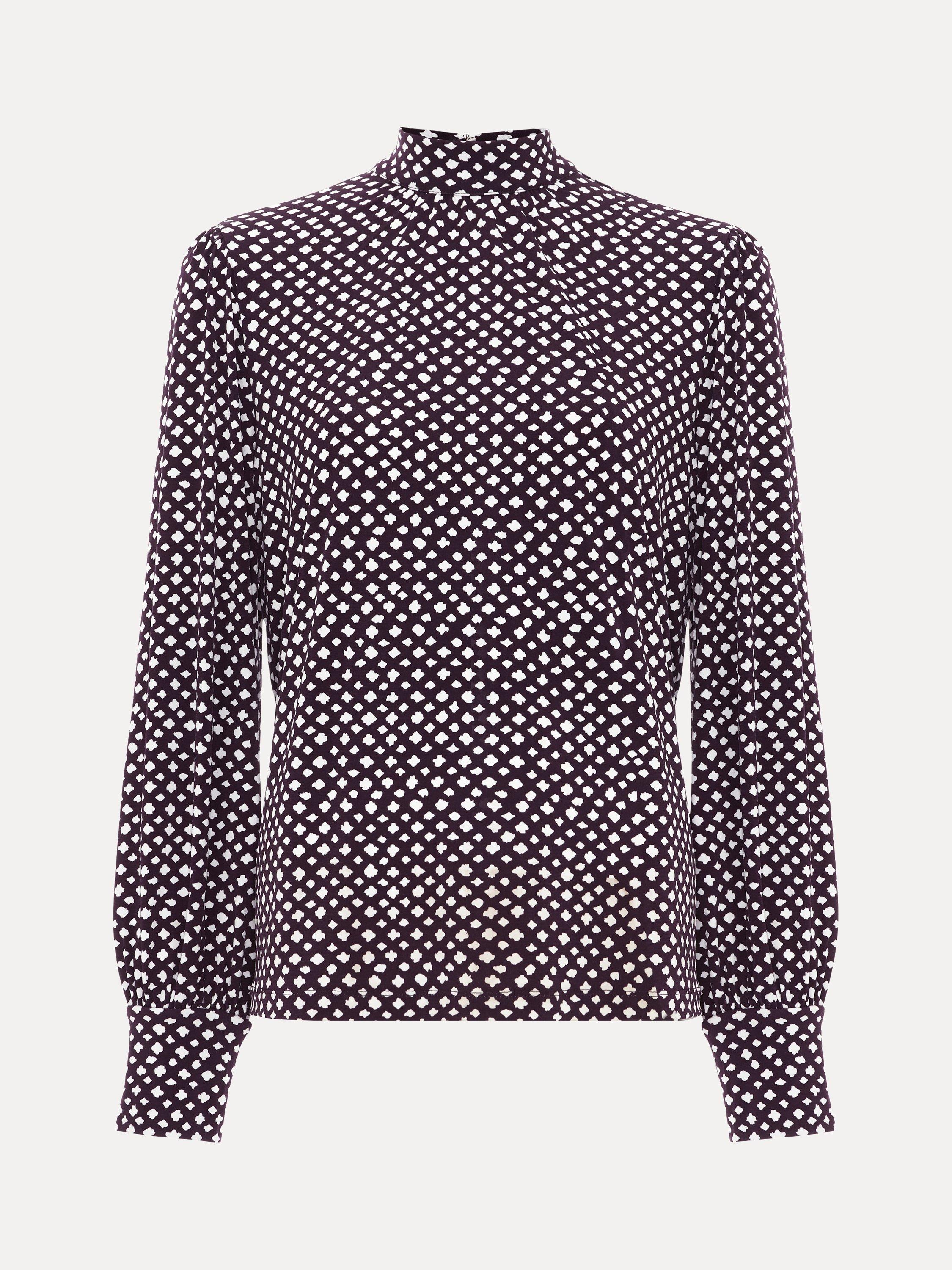 Product image 5 of 8, which shows Phase Eight Esme Abstract Spot Top, Purple, 14
