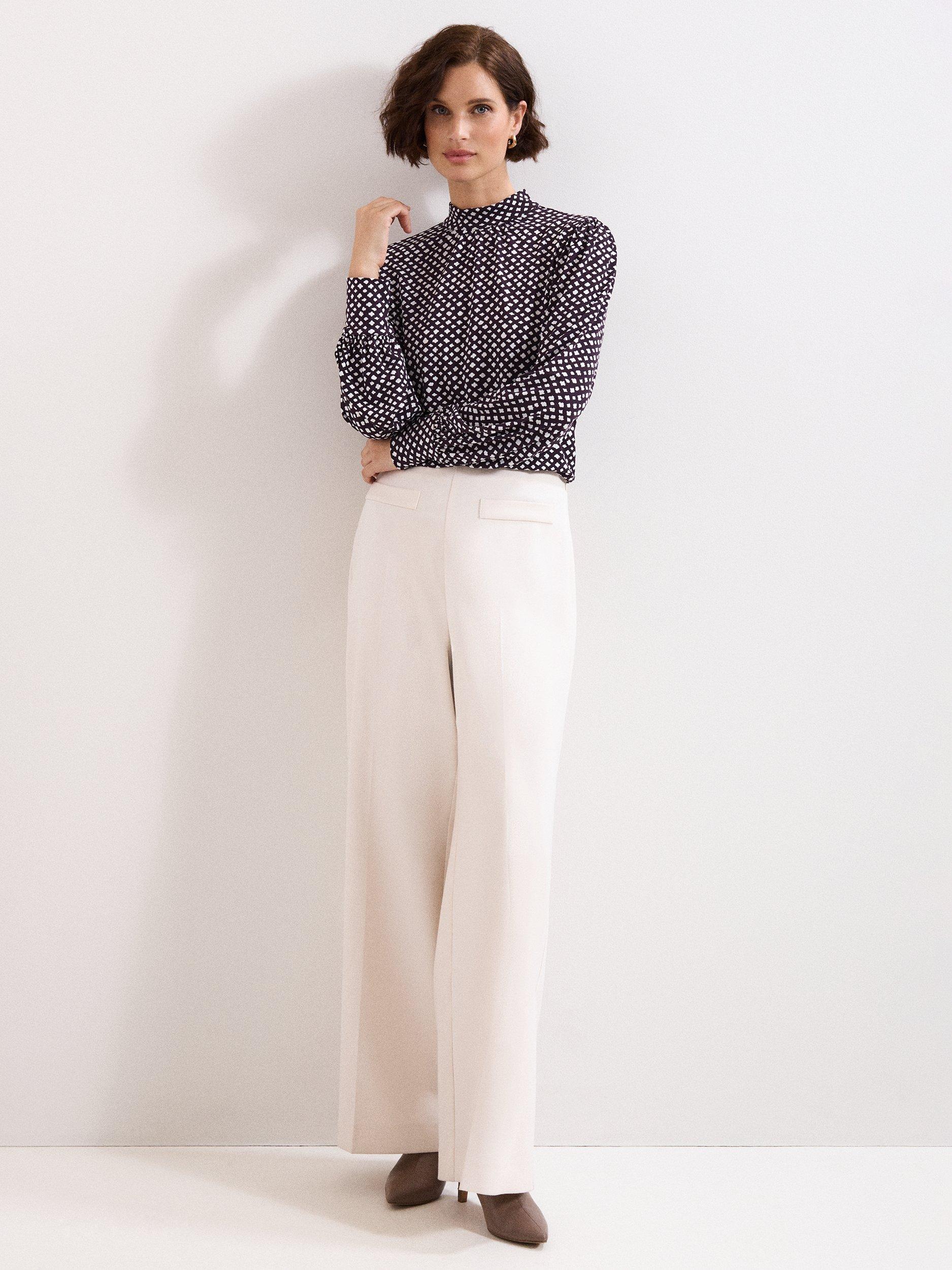 Product image 3 of 8, which shows Phase Eight Petite Esme High-Neck Top, Purple/Multi, 18