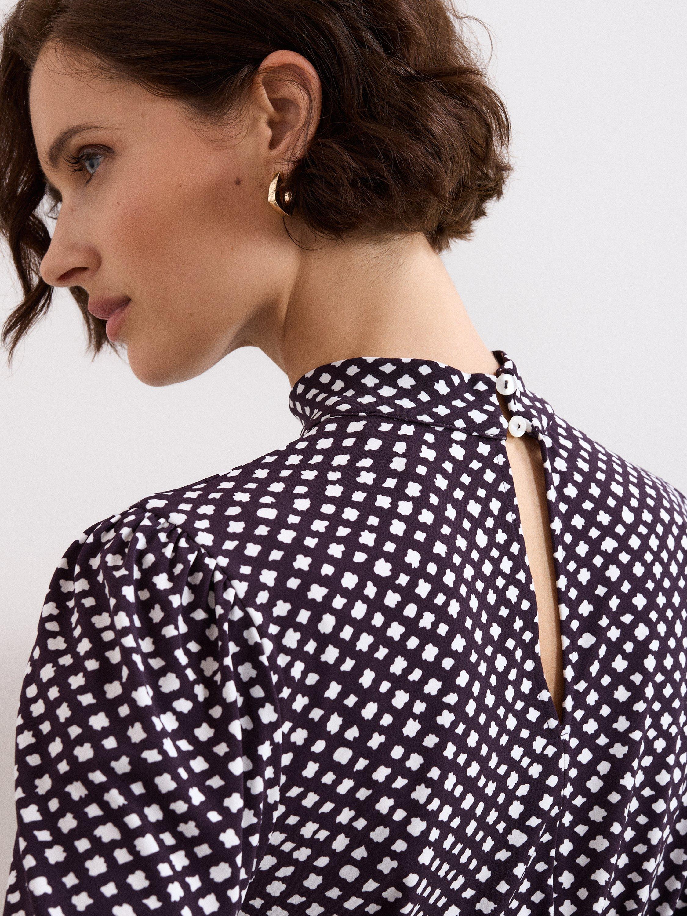 Product image 7 of 8, which shows Phase Eight Petite Esme High-Neck Top, Purple/Multi, 18