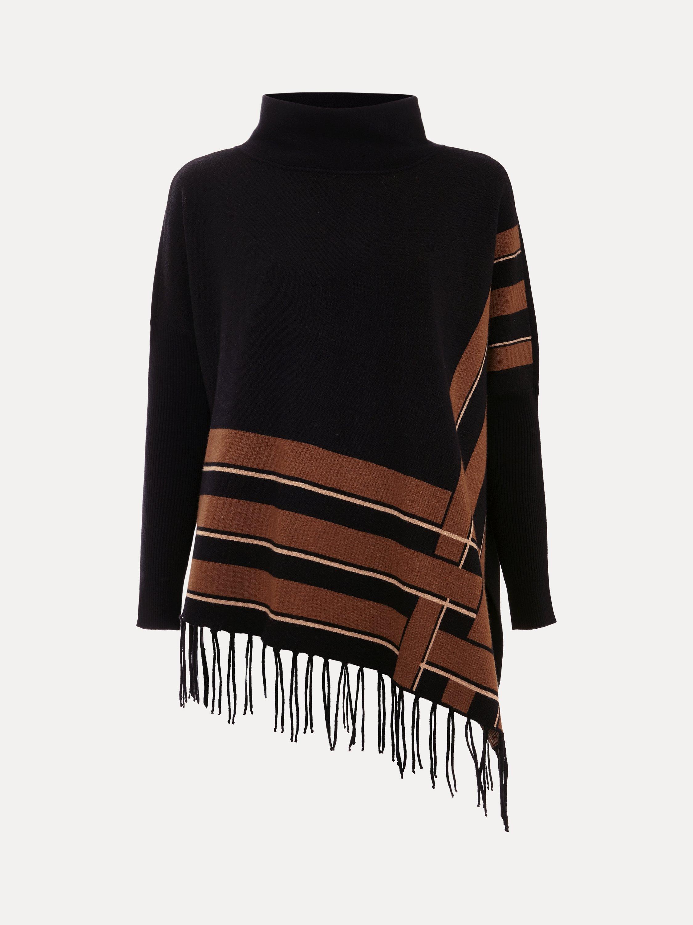 Product image 5 of 8, which shows Phase Eight Athena Check Fringed Jumper, Black, XS