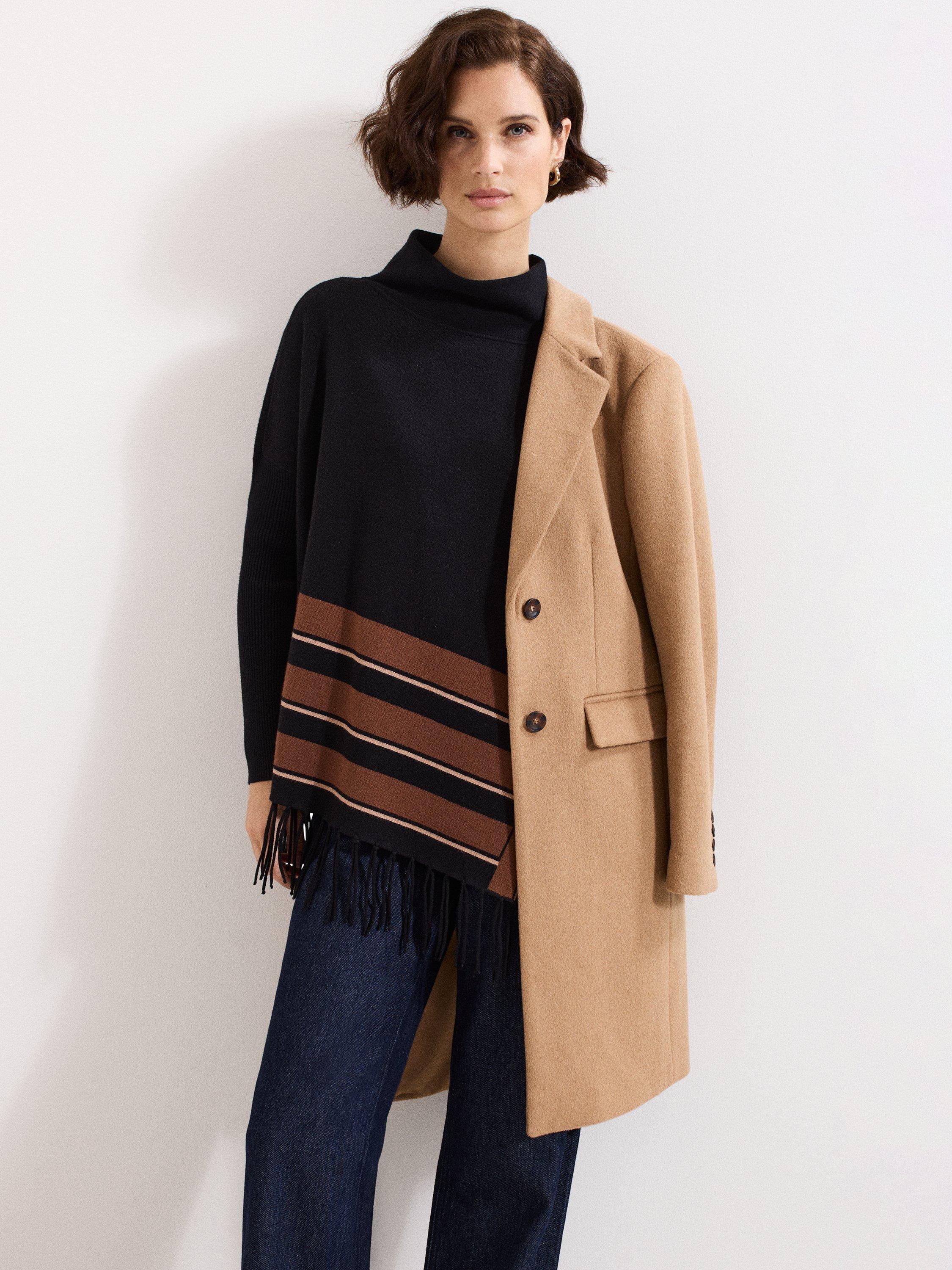 Product image 8 of 8, which shows Phase Eight Athena Check Fringed Jumper, Black, XS