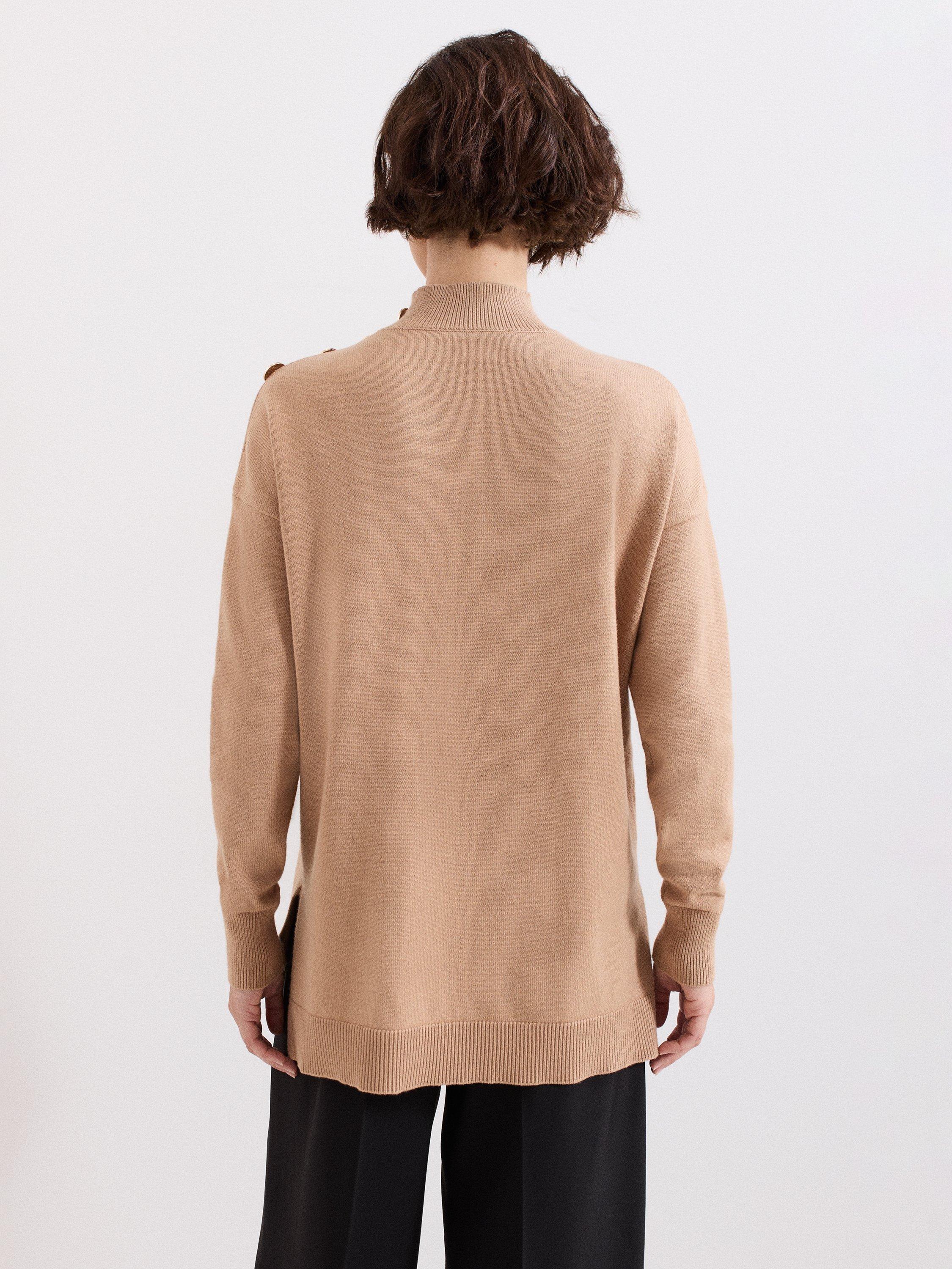 Product image 2 of 9, which shows Phase Eight Holly Button Shoulder Jumper, Brown, XS
