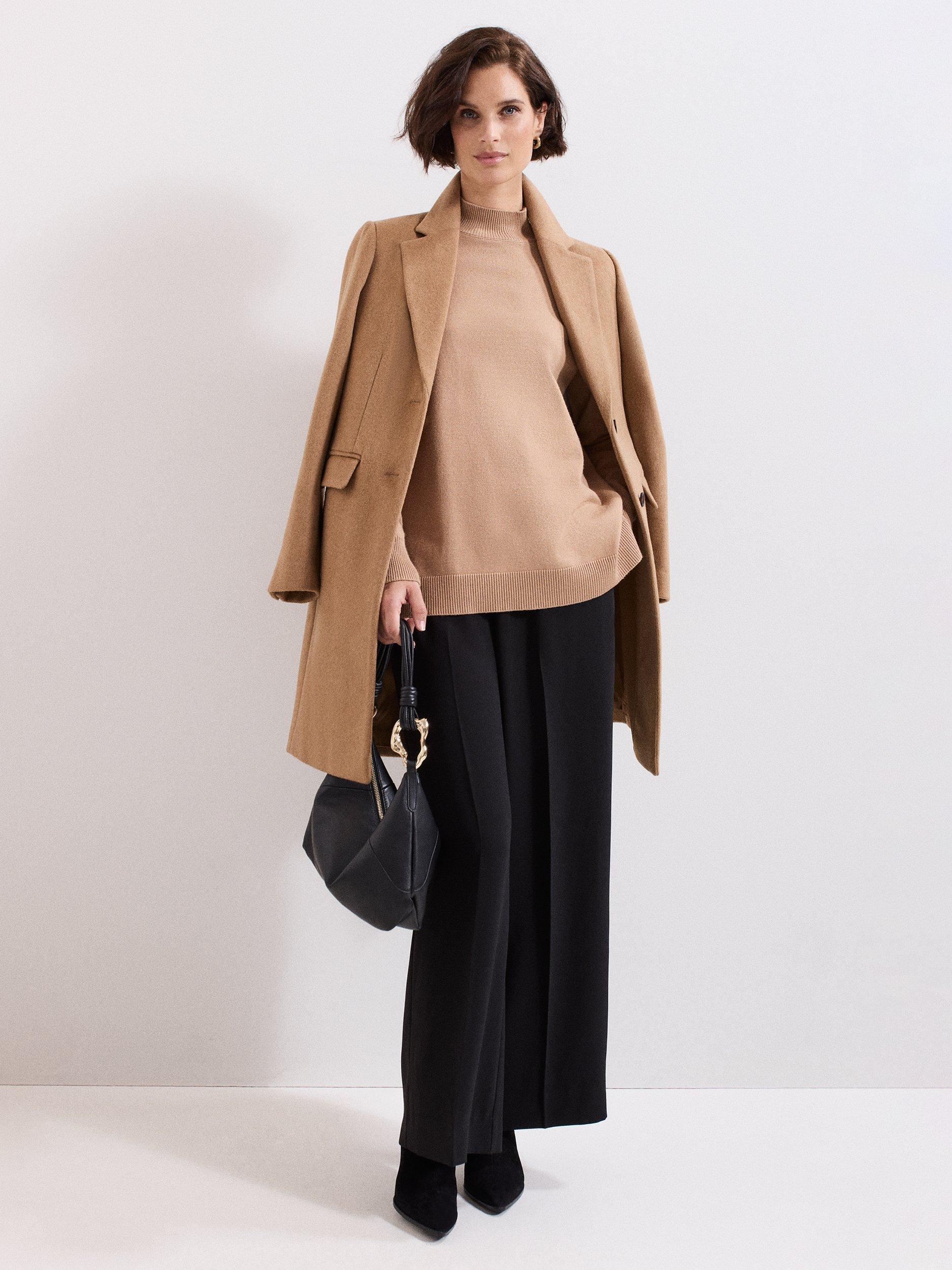 Product image 9 of 9, which shows Phase Eight Holly Button Shoulder Jumper, Brown, XS
