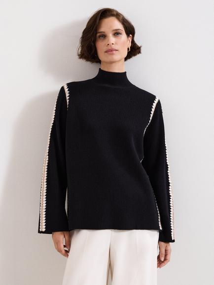Phase Eight Immy Crochet Stitch Jumper, Black, Black