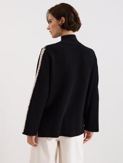 Phase Eight Immy Crochet Stitch Jumper, Black - view 2, Black