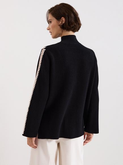 Phase Eight Immy Crochet Stitch Jumper, Black - view 2, Black