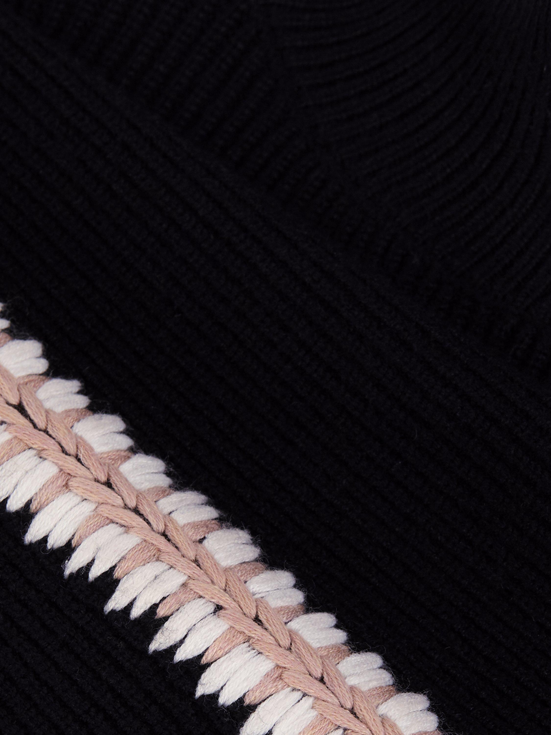 Product image 6 of 9, which shows Phase Eight Immy Crochet Stitch Jumper, Black, S