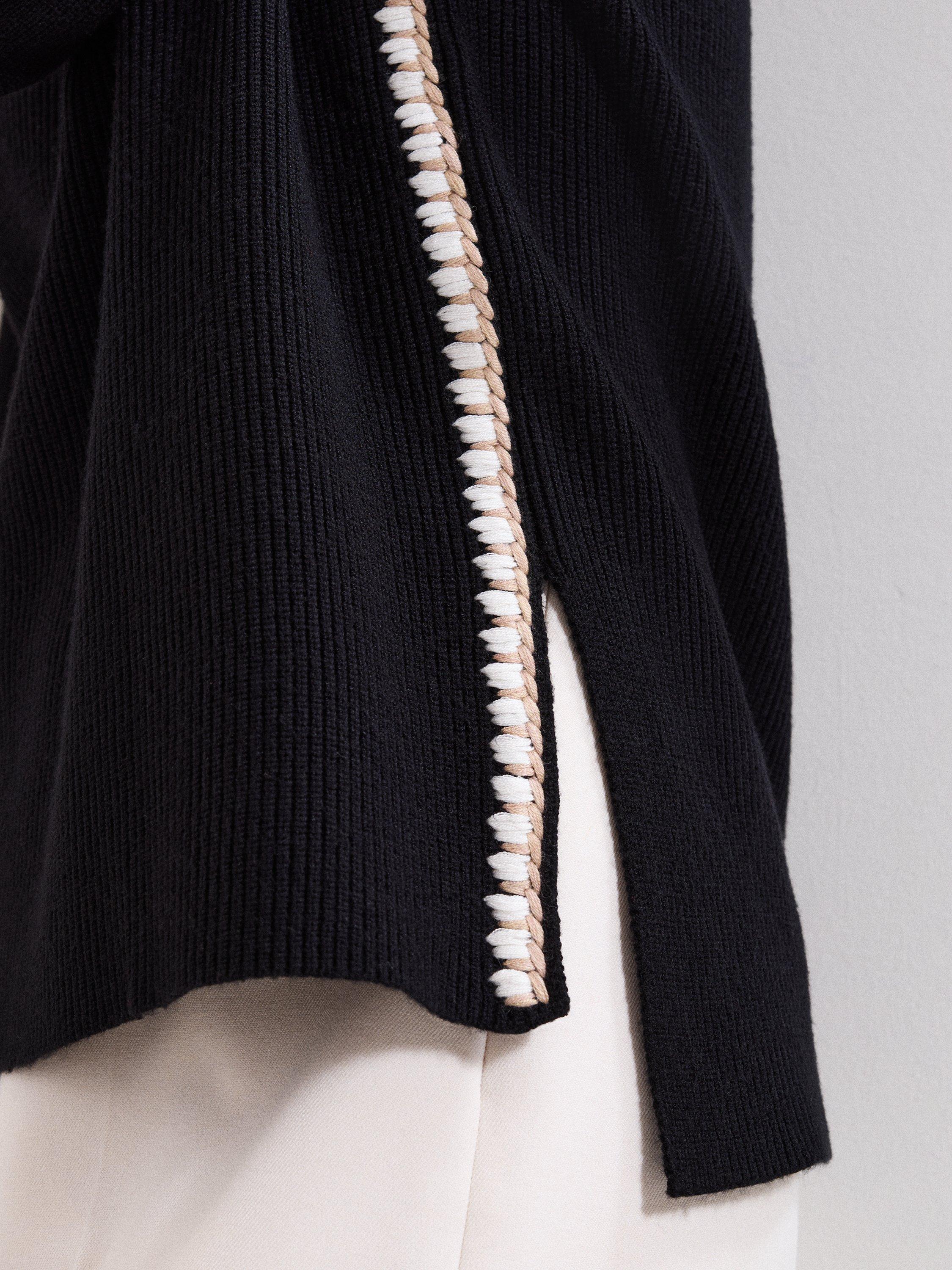 Product image 8 of 9, which shows Phase Eight Immy Crochet Stitch Jumper, Black, S