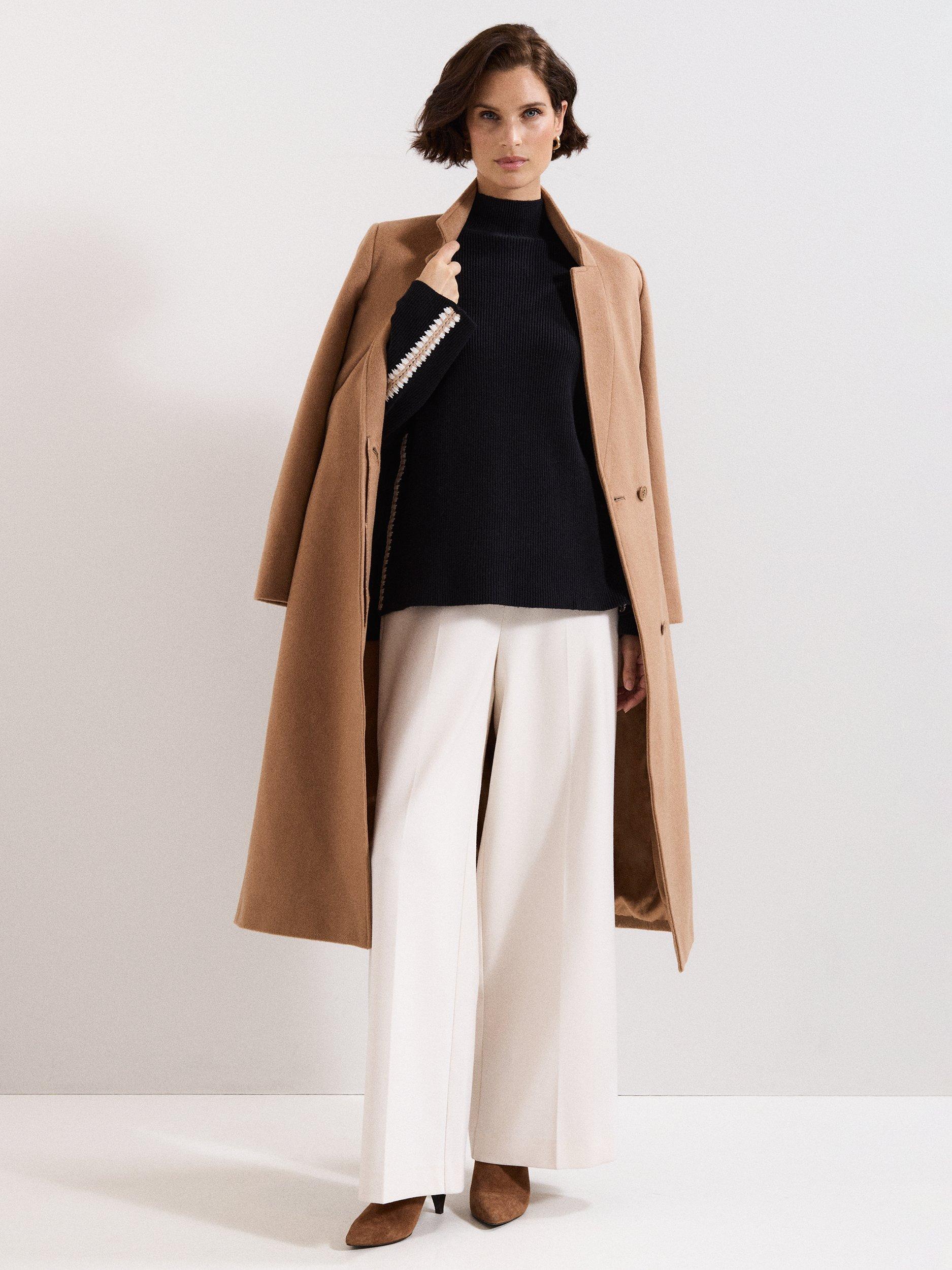 Product image 9 of 9, which shows Phase Eight Immy Crochet Stitch Jumper, Black, S