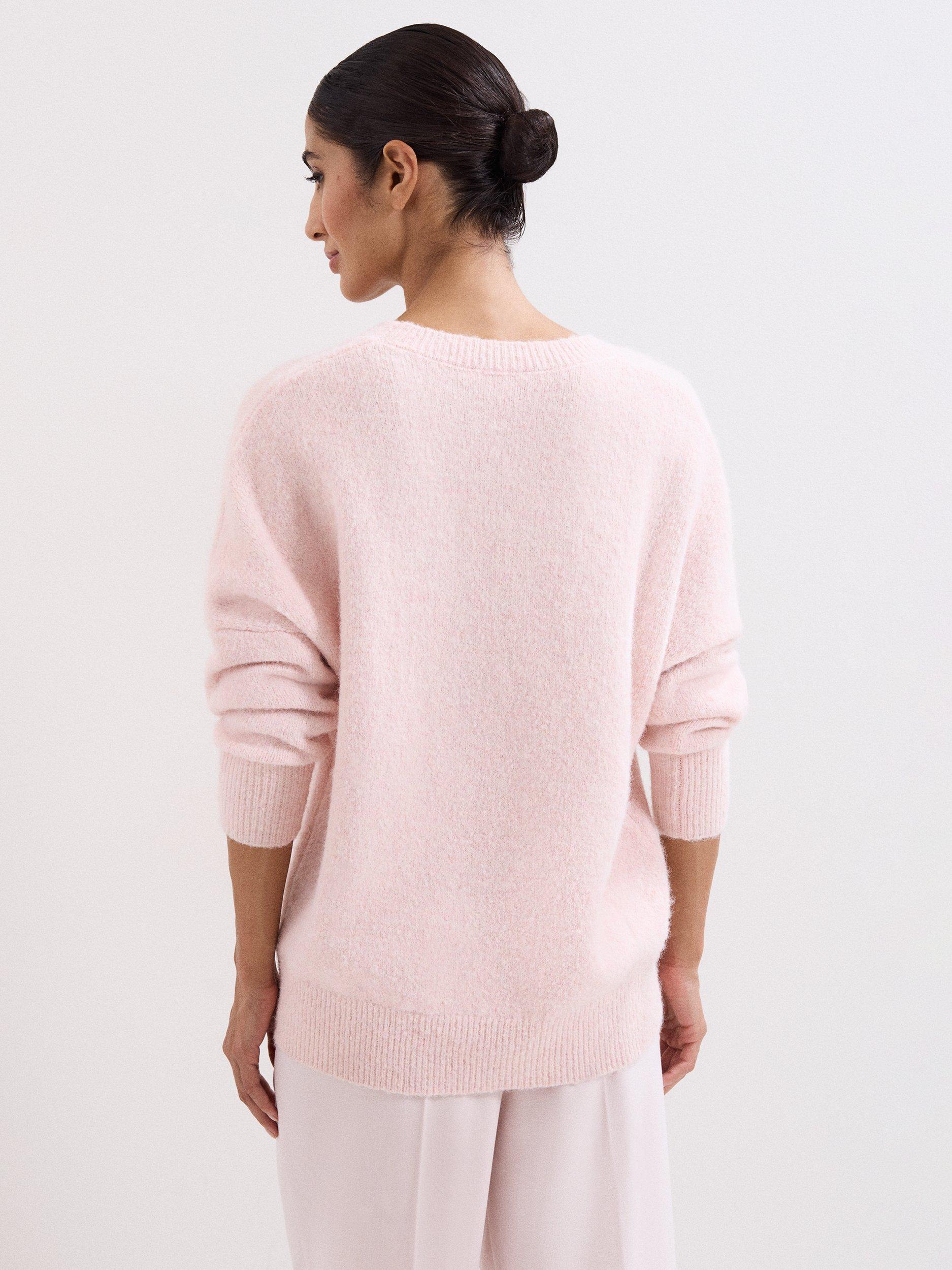 Product image 2 of 10, which shows Phase Eight Leah Scoop Neck Jumper, Pink, M