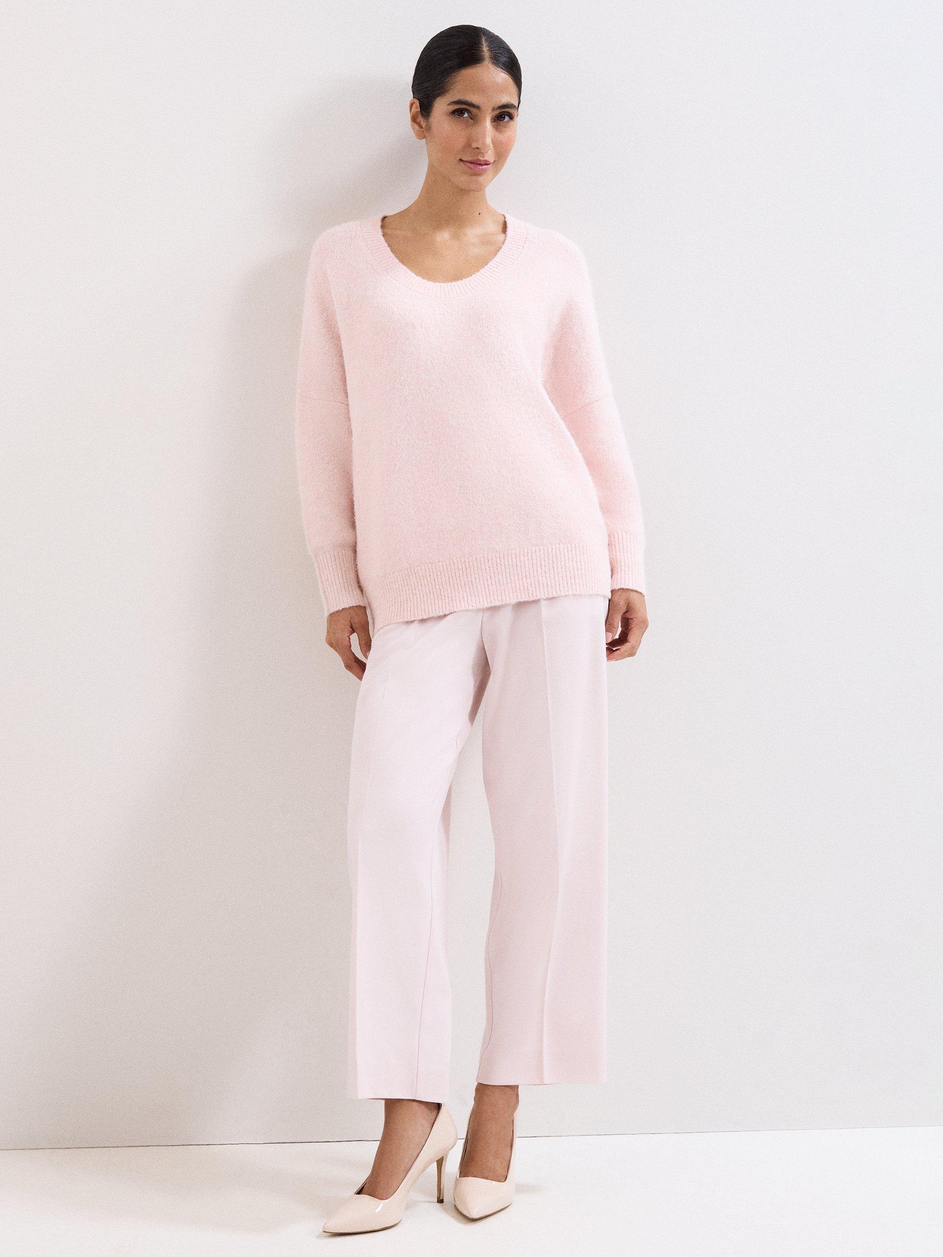 Product image 3 of 10, which shows Phase Eight Leah Scoop Neck Jumper, Pink, M