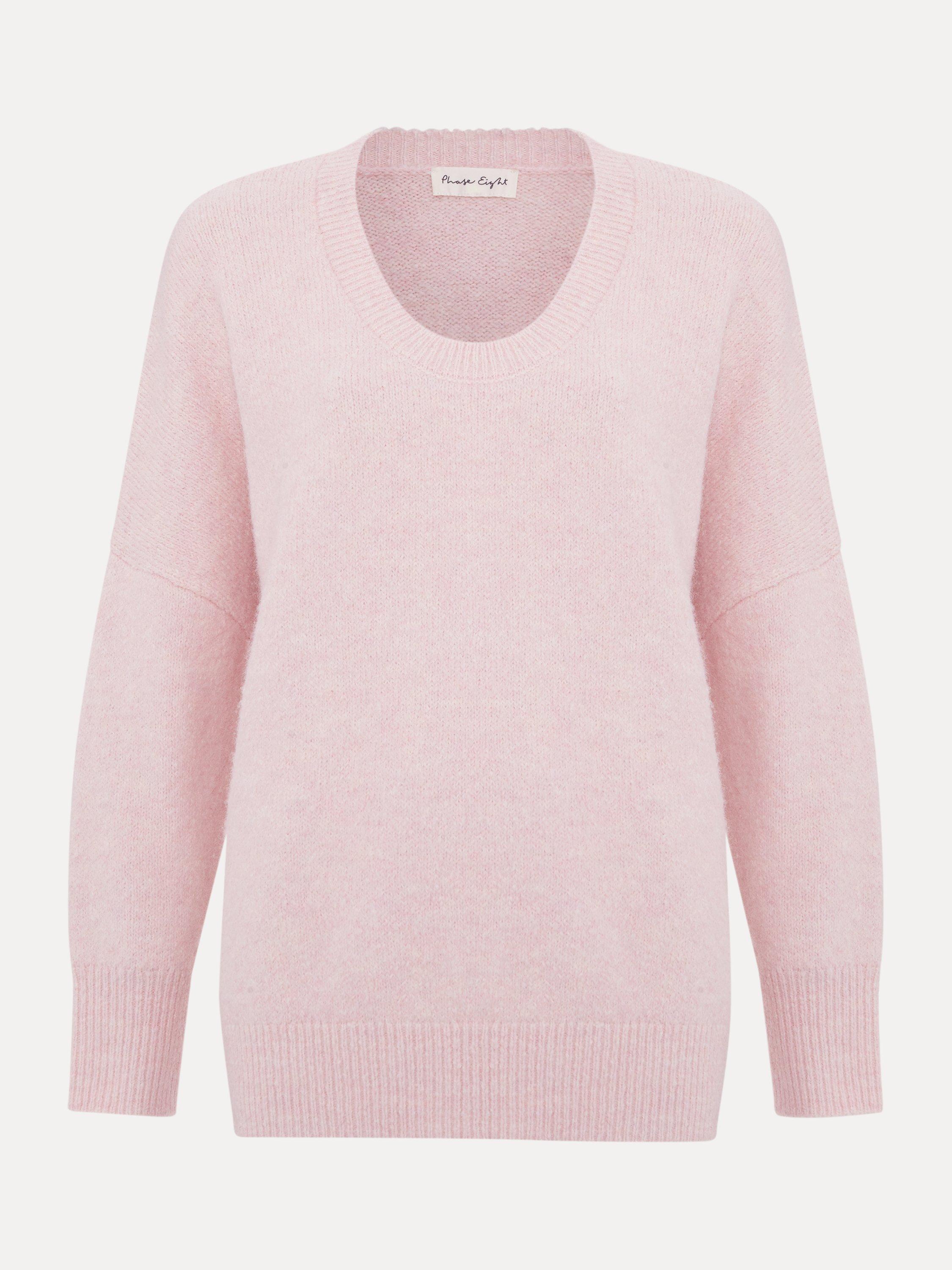 Product image 5 of 10, which shows Phase Eight Leah Scoop Neck Jumper, Pink, M
