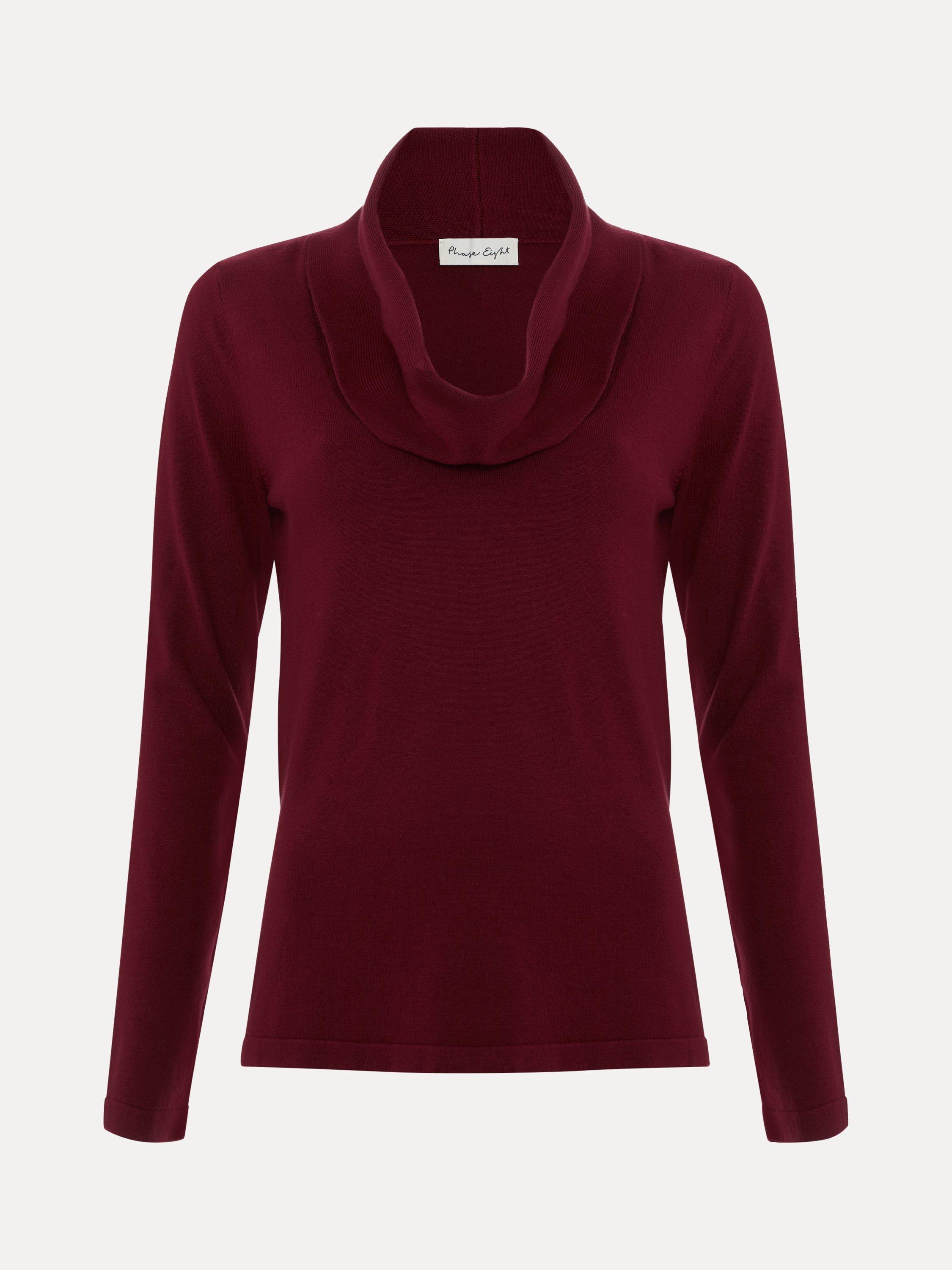 Product image 5 of 7, which shows Phase Eight Lottie Cowl Neck Knit Top, Red, XS