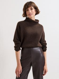Phase Eight Louanna Relaxed Funnel Neck Wool Rich Jumper, Brown, Brown