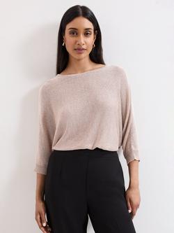 Phase Eight Cristine Metallic Batwing Jumper, Gold, Gold