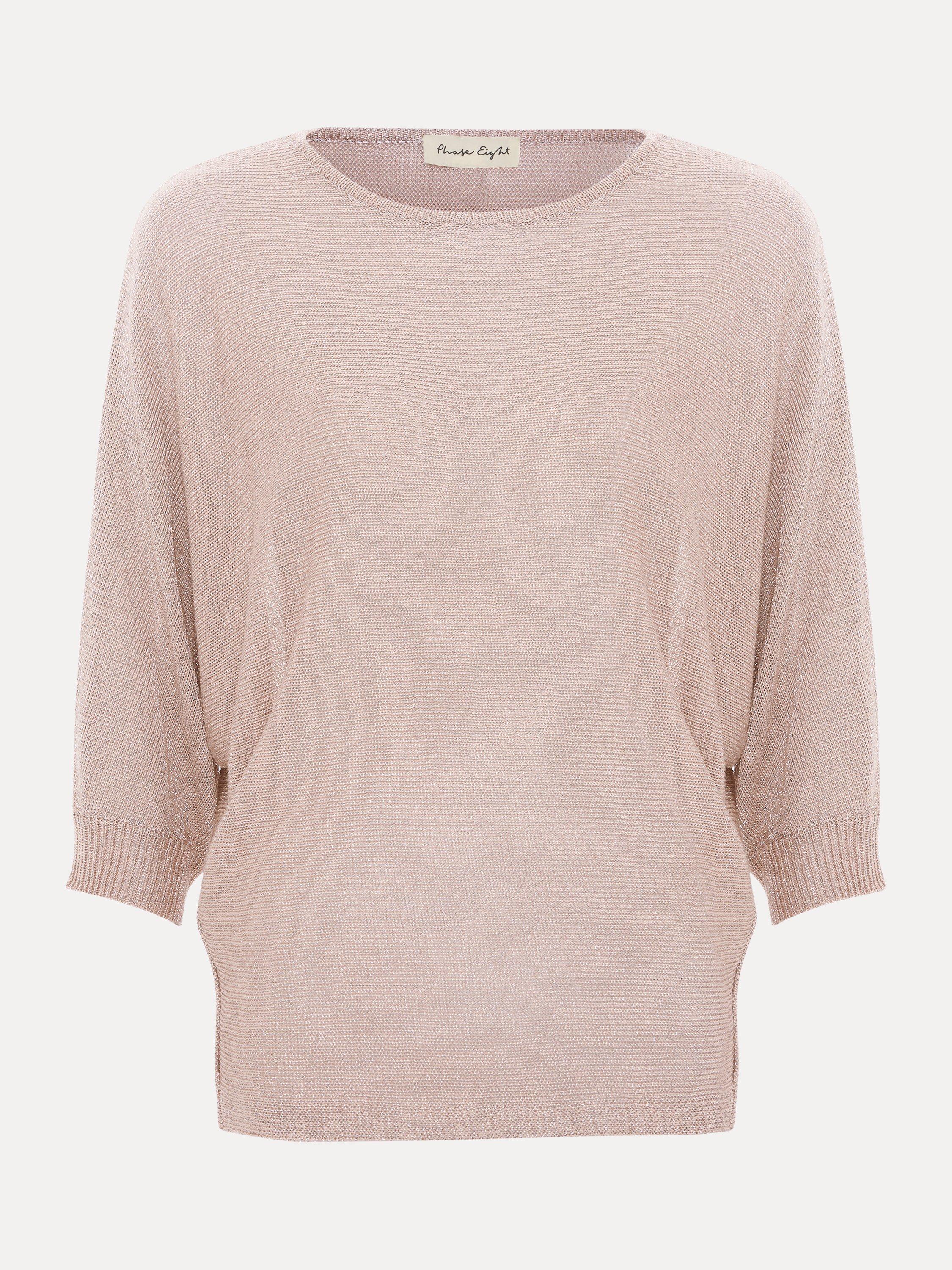 Product image 5 of 8, which shows Phase Eight Cristine Metallic Batwing Jumper, Gold, XS