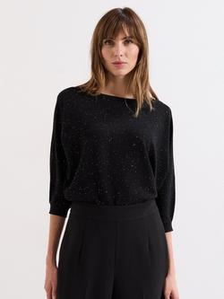 Phase Eight Sequin Cristine Knit Jumper, Black, Black
