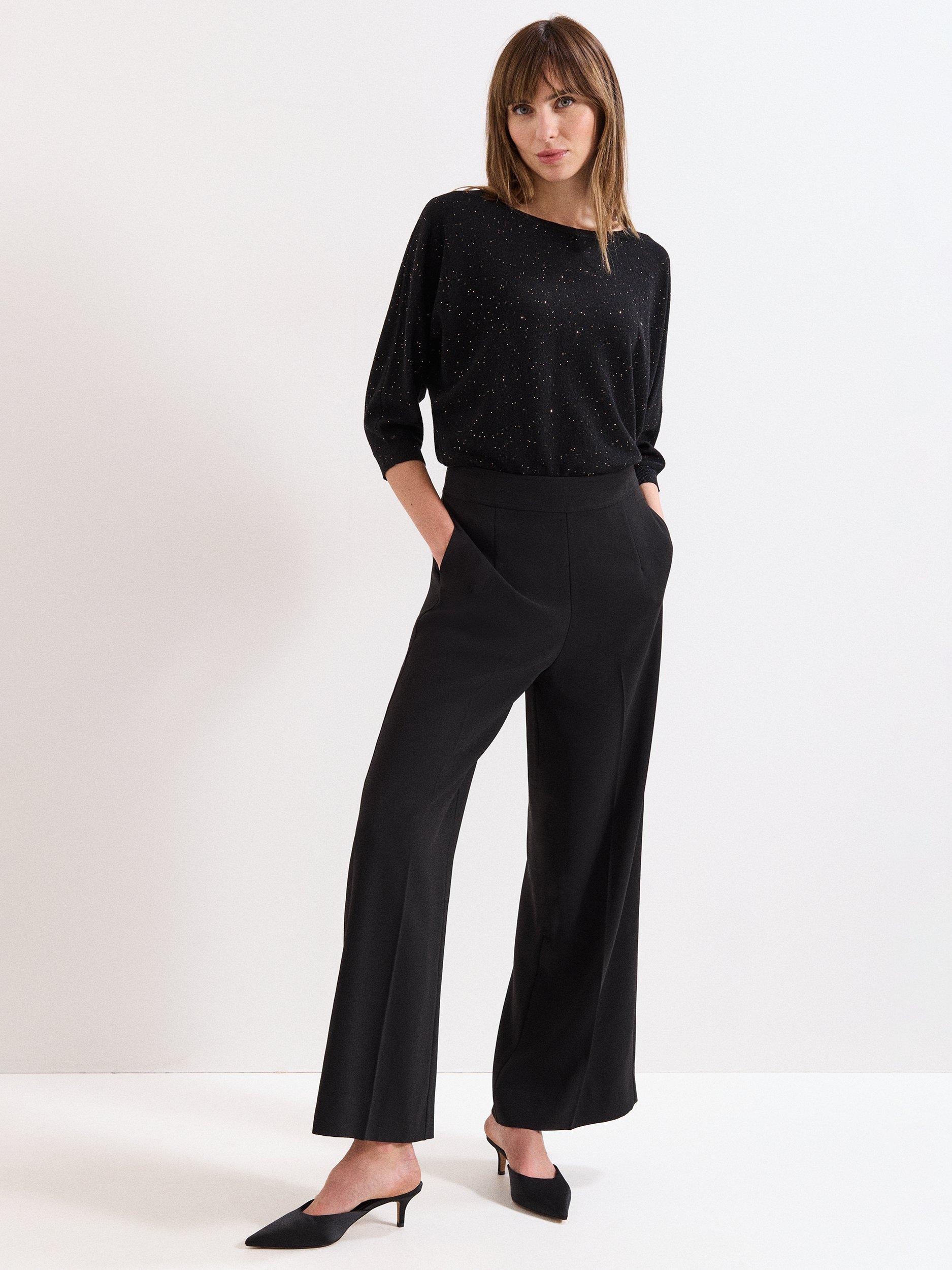 Product image 3 of 6, which shows Phase Eight Sequin Cristine Knit Jumper, Black, XS