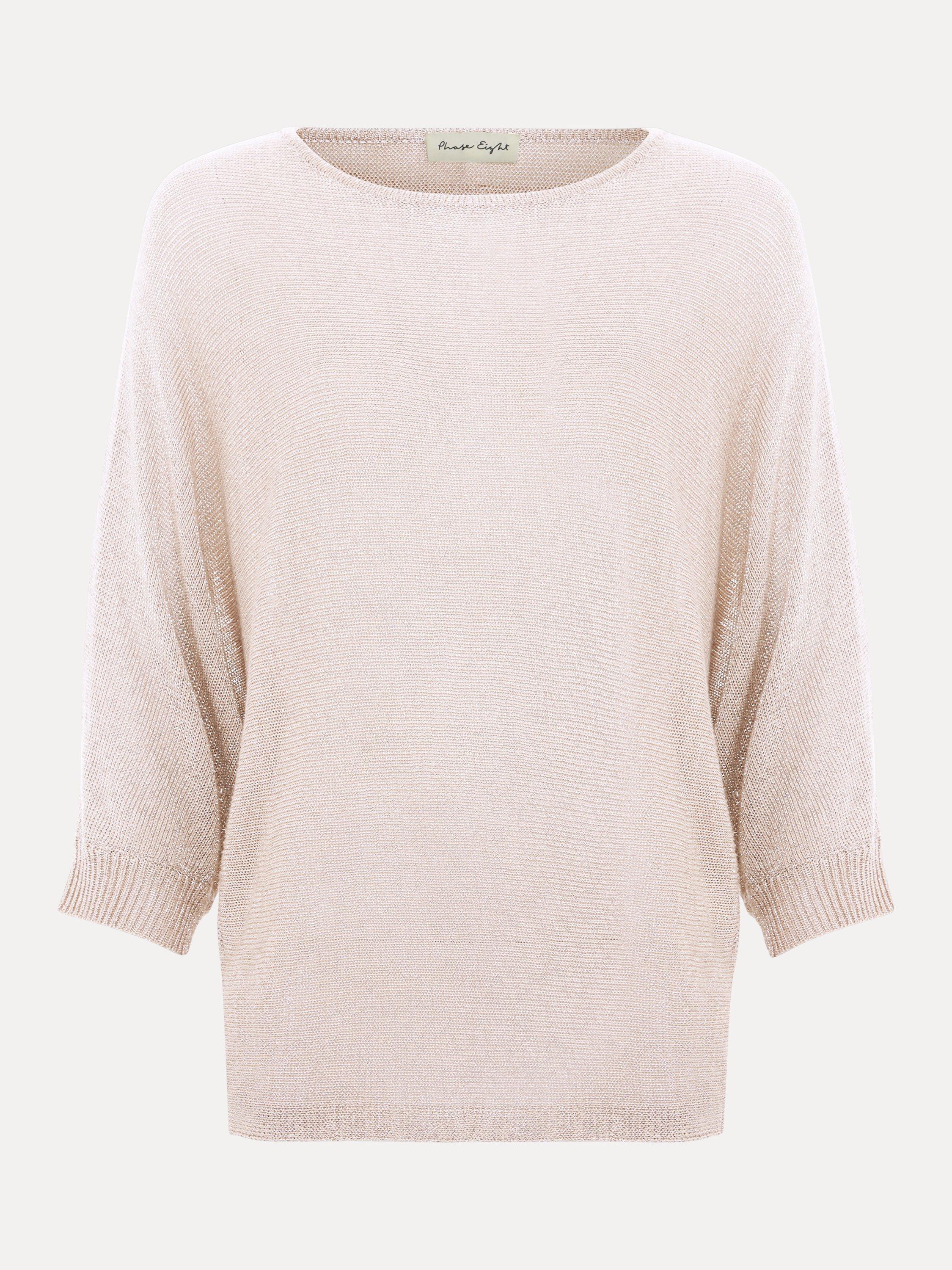 Product image 5 of 8, which shows Phase Eight Cristine Sequin Knit Jumper, Gold, XS