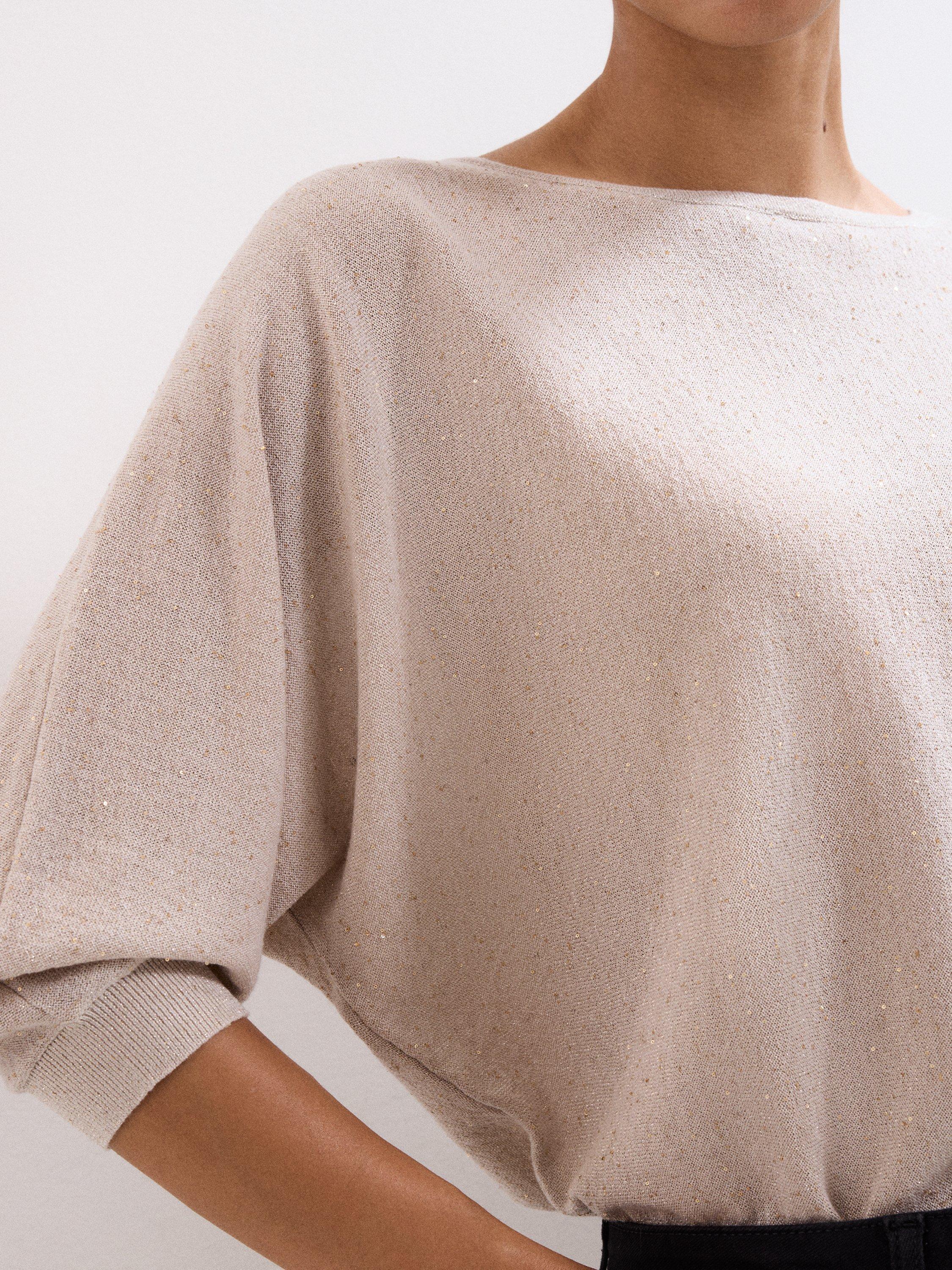 Product image 7 of 8, which shows Phase Eight Cristine Sequin Knit Jumper, Gold, XS