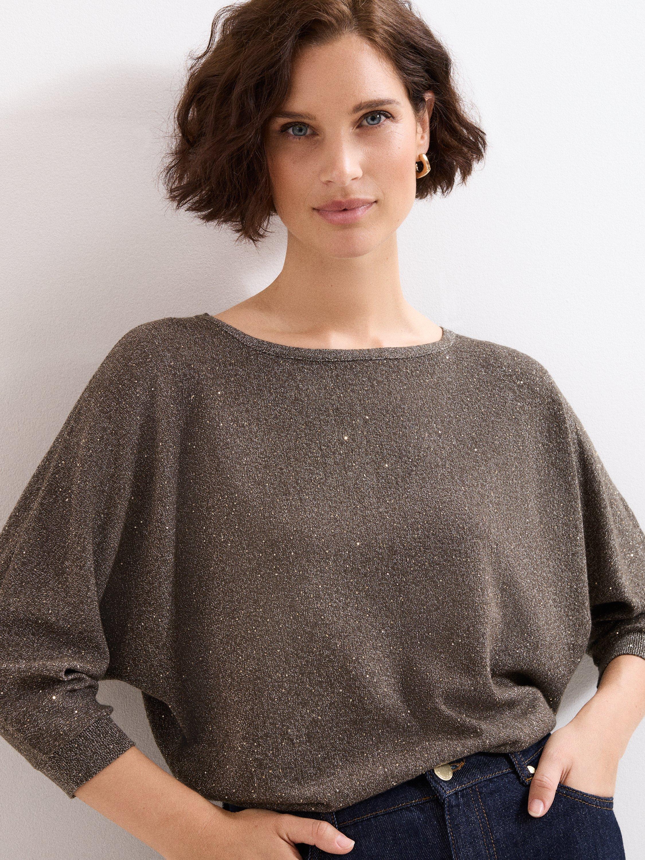 Product image 1 of 7, which shows Phase Eight Sequin Cristine Knit Jumper, Green, XS