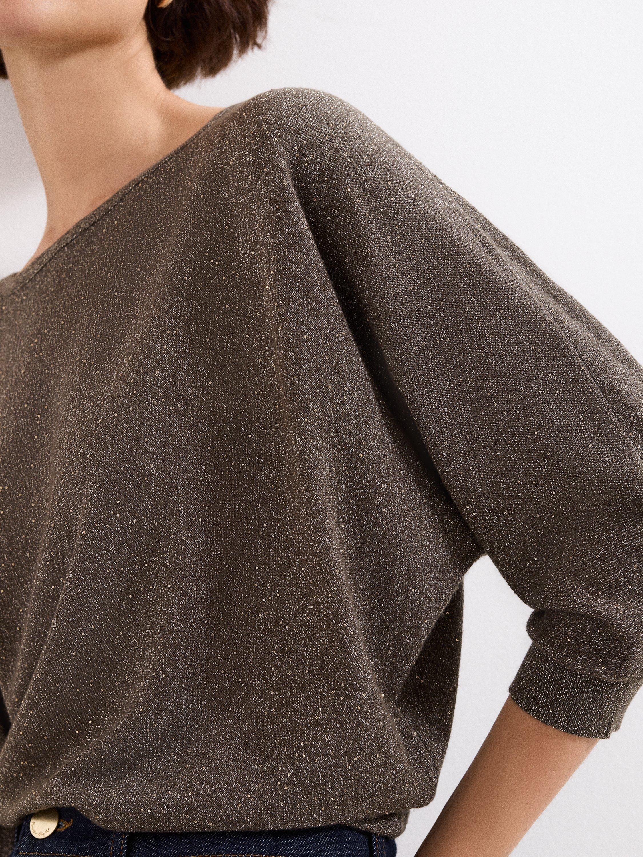 Product image 4 of 7, which shows Phase Eight Sequin Cristine Knit Jumper, Green, XS