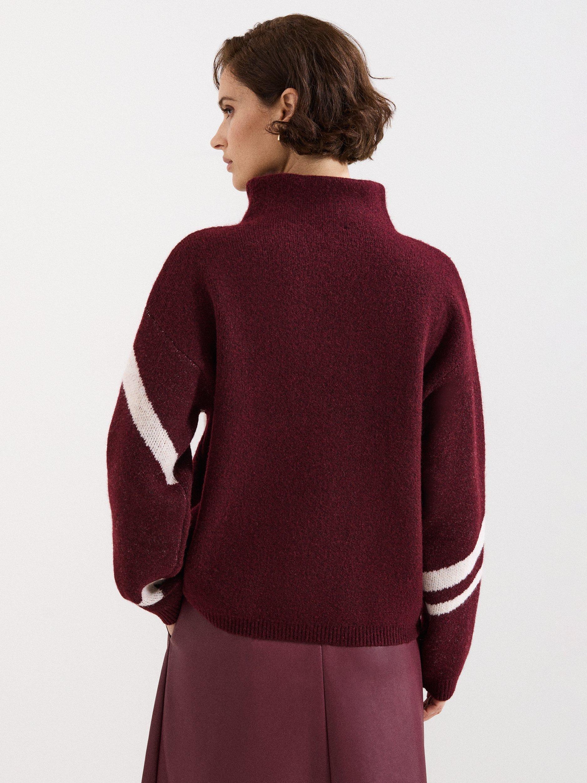 Product image 2 of 9, which shows Phase Eight Stephanie Abstract Jumper, Burgundy, XS