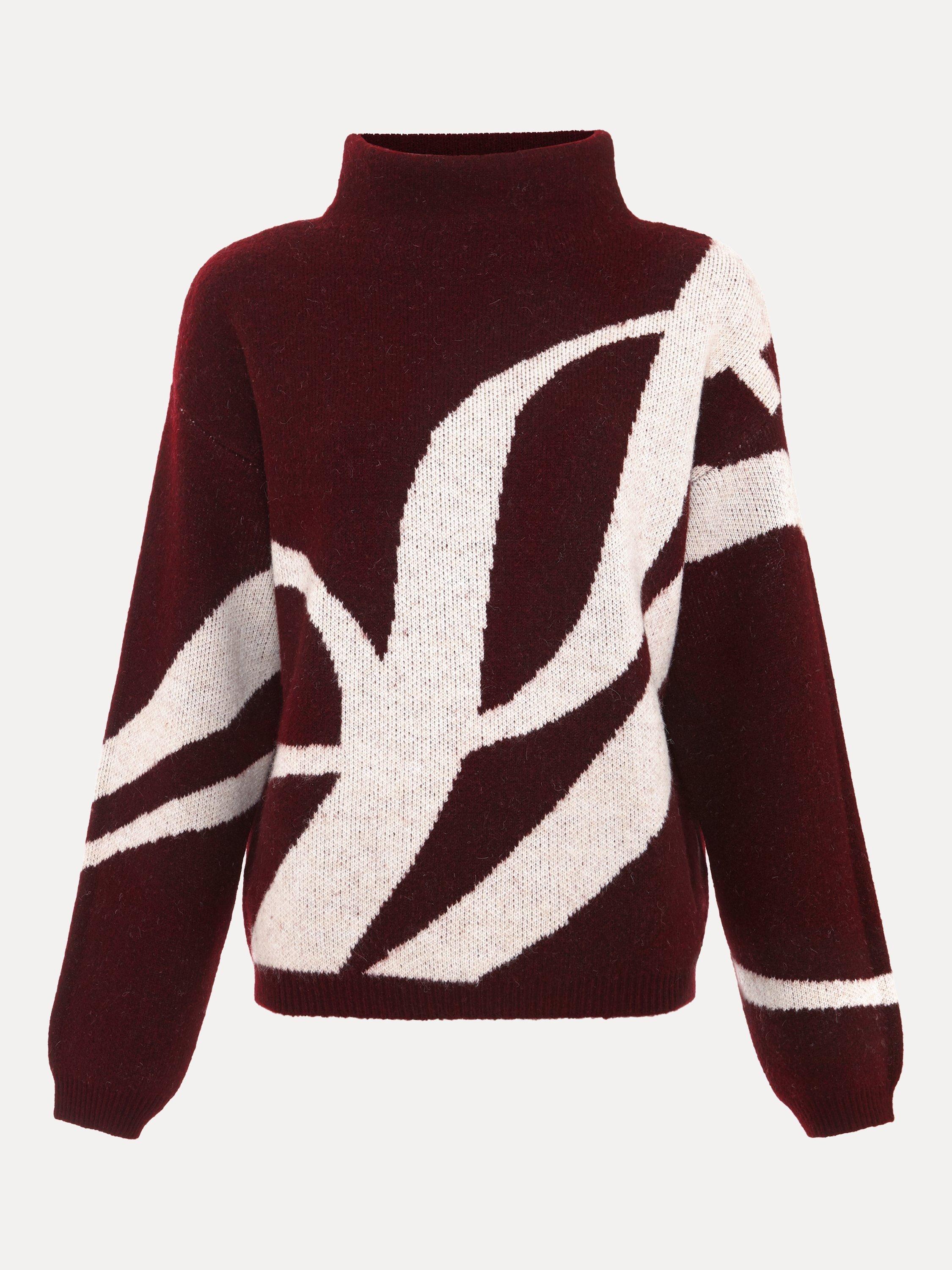 Product image 5 of 9, which shows Phase Eight Stephanie Abstract Jumper, Burgundy, XS