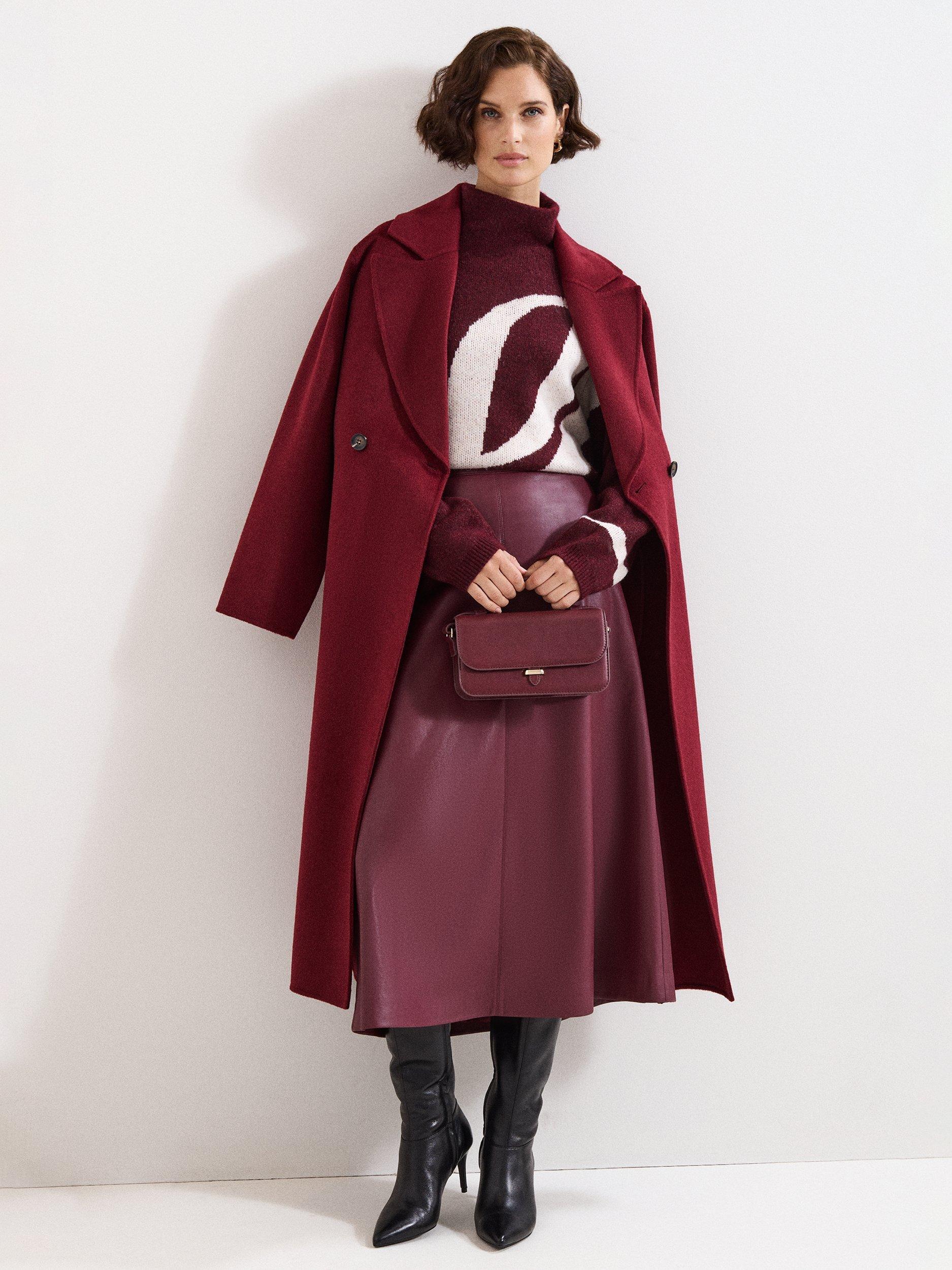 Product image 8 of 9, which shows Phase Eight Stephanie Abstract Jumper, Burgundy, XS