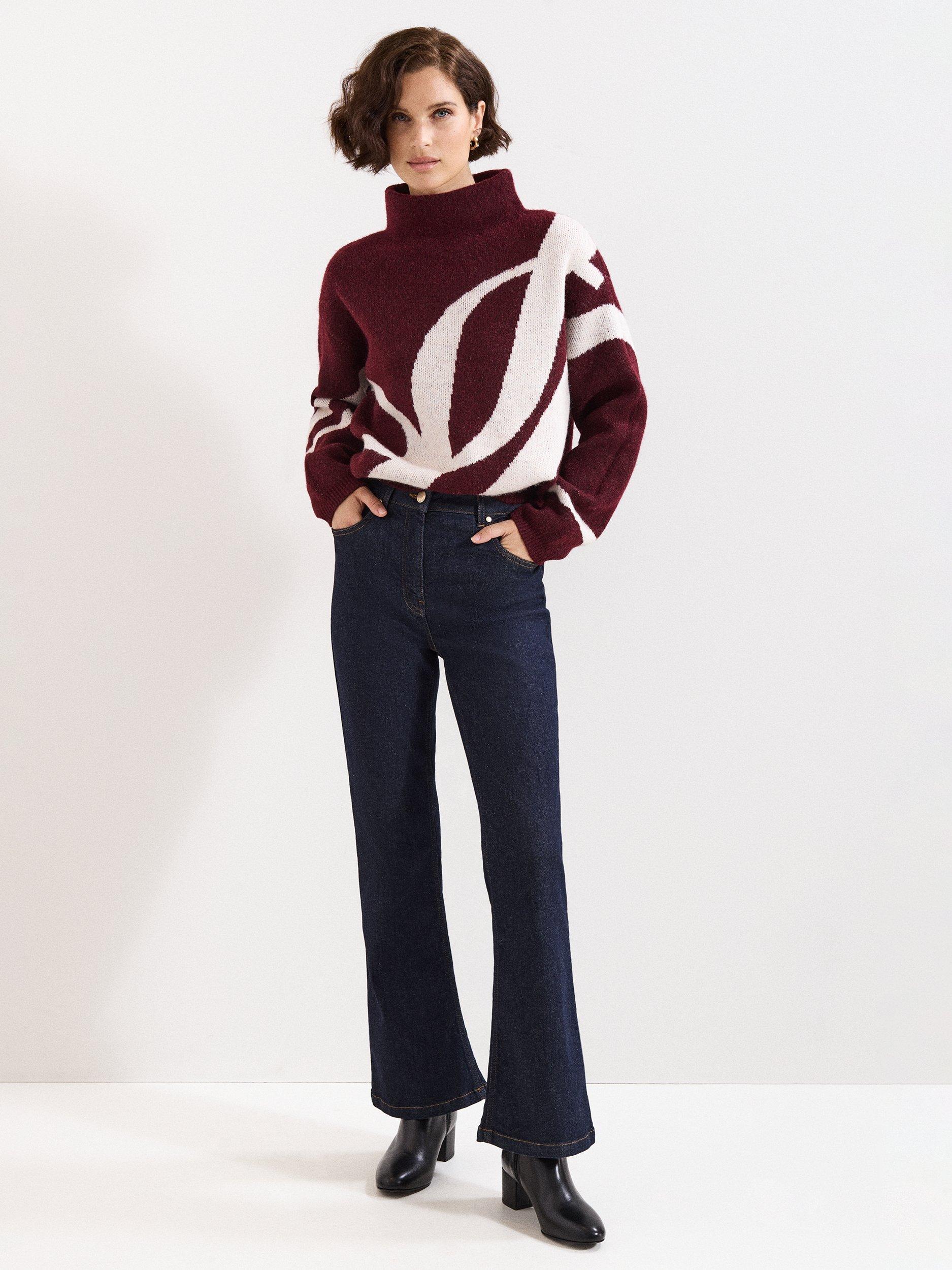 Product image 9 of 9, which shows Phase Eight Stephanie Abstract Jumper, Burgundy, XS