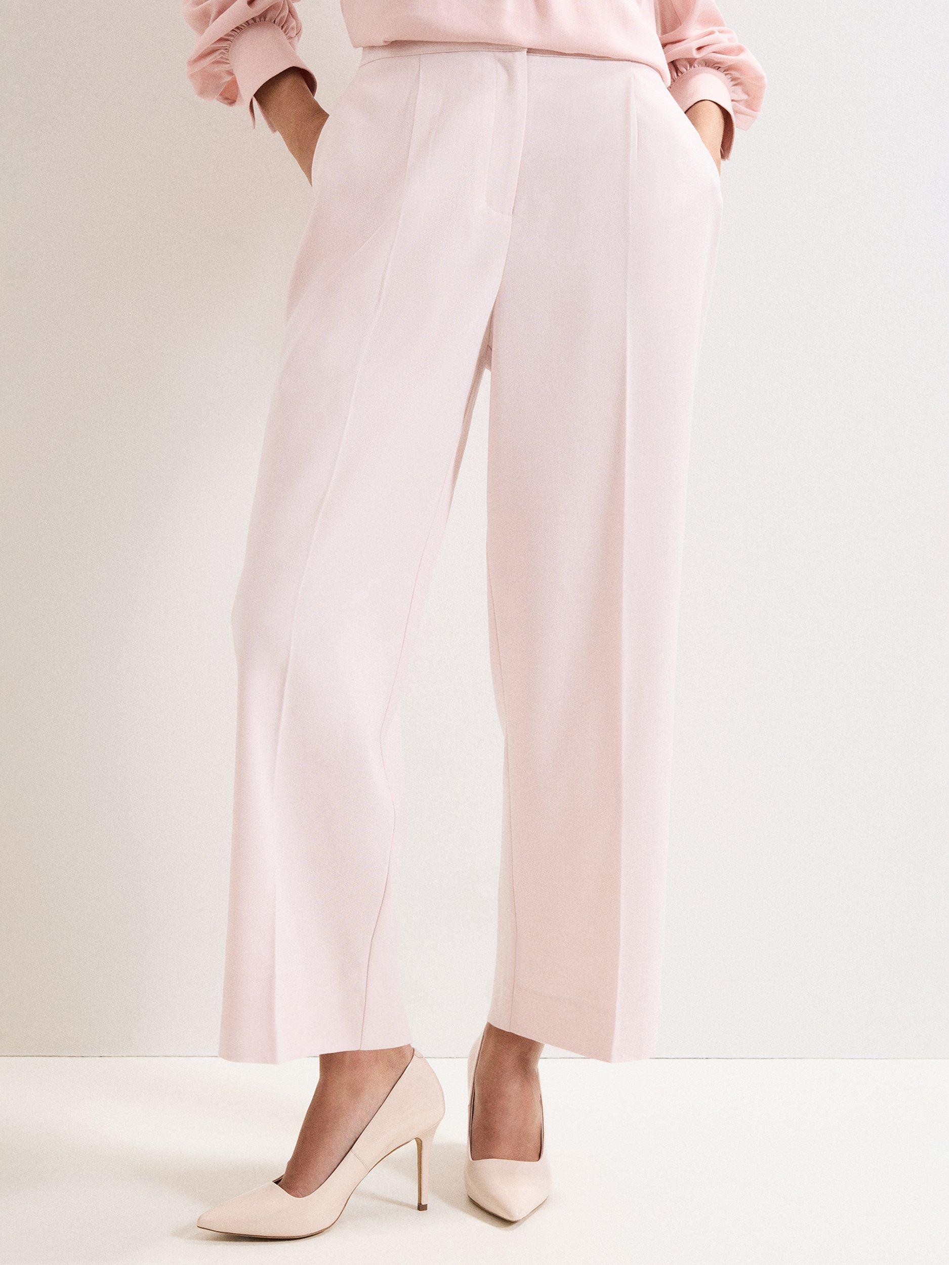 Product image 1 of 8, which shows Phase Eight Sandie Cropped Trousers, Pale Pink, 8