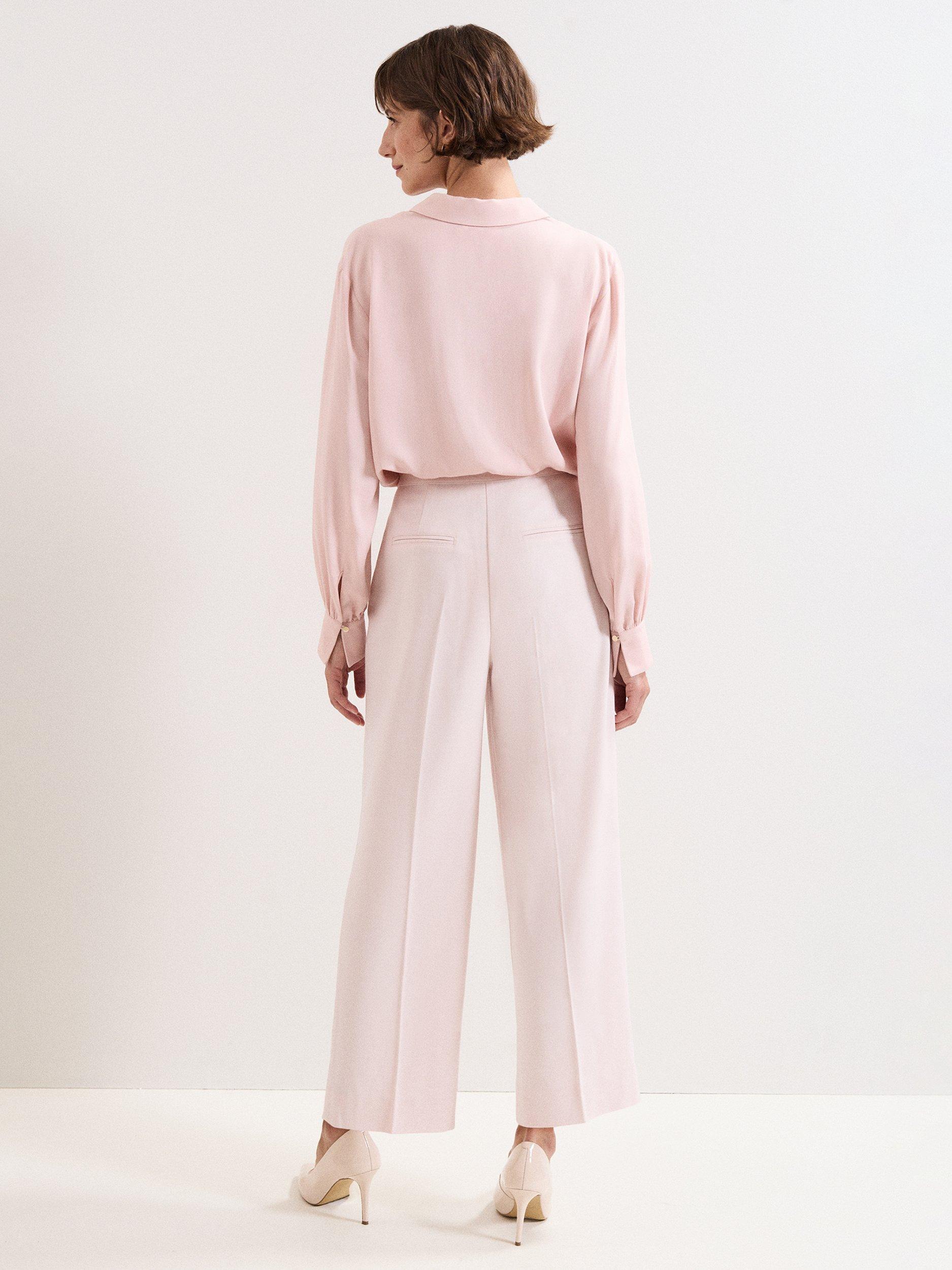 Product image 2 of 8, which shows Phase Eight Sandie Cropped Trousers, Pale Pink, 8