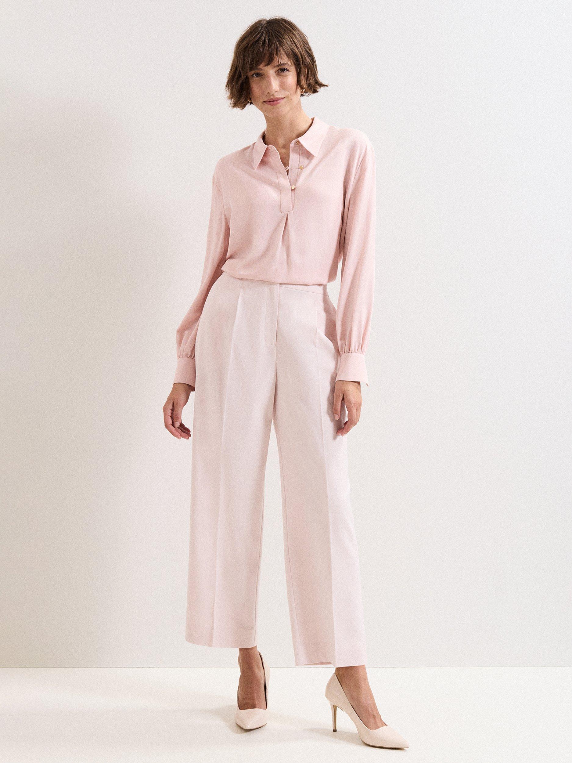 Product image 3 of 8, which shows Phase Eight Sandie Cropped Trousers, Pale Pink, 8